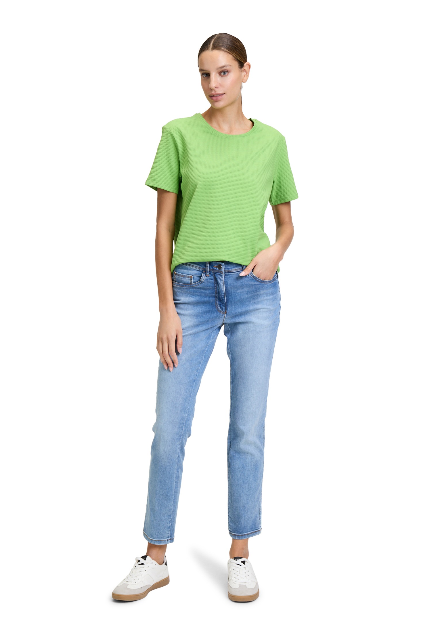 Kurzarmshirt BETTY BARCLAY "Damen mit Struktur", Damen, Gr. 36, rot (apple), Jersey, Obermaterial: 95% Baumwolle, 5% Elasthan, gerade normal, Rundhals, Shirts, Material 3