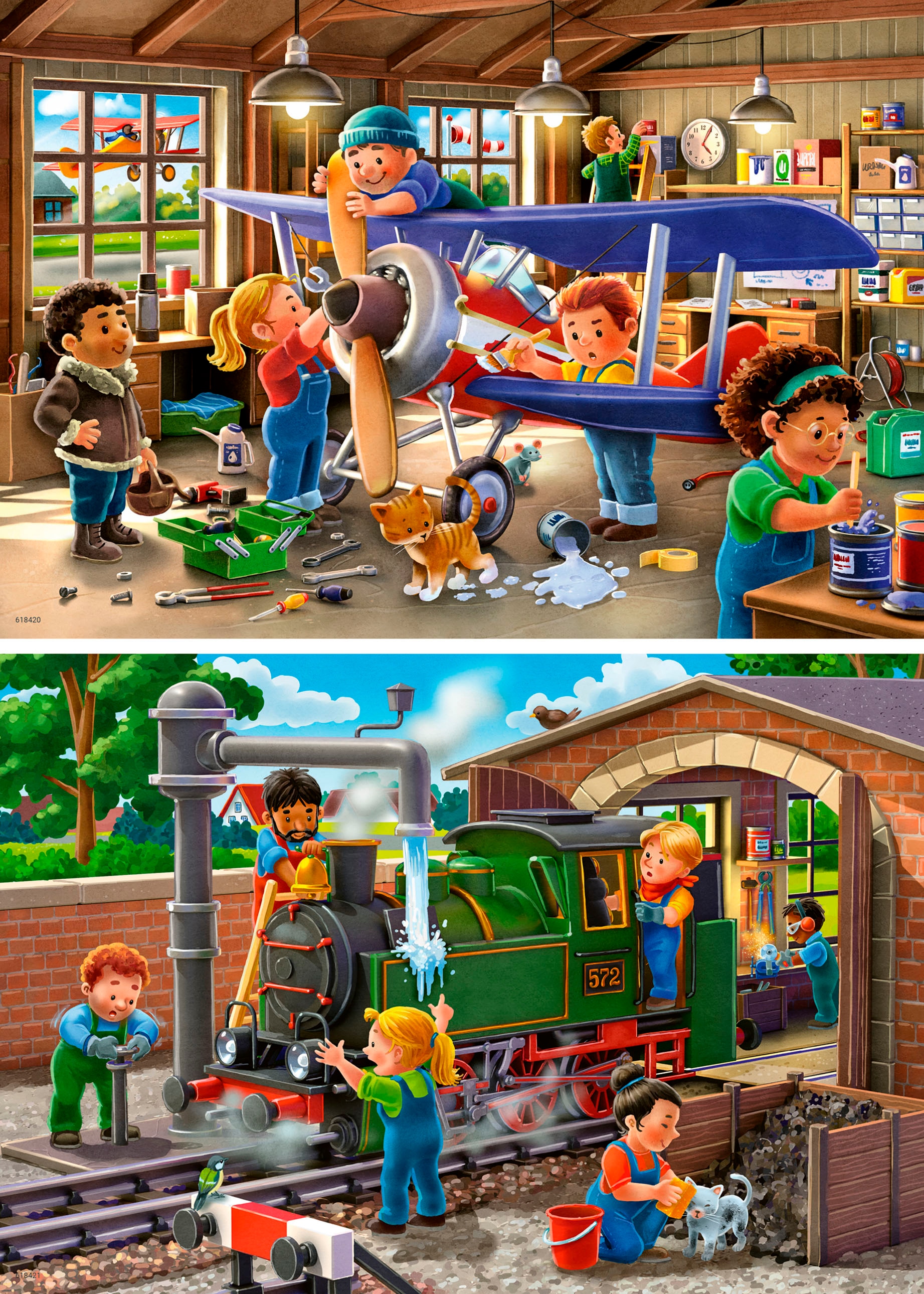 Ravensburger Puzzle »Eisenbahn- und Flugzeugservice«, Made in Europe