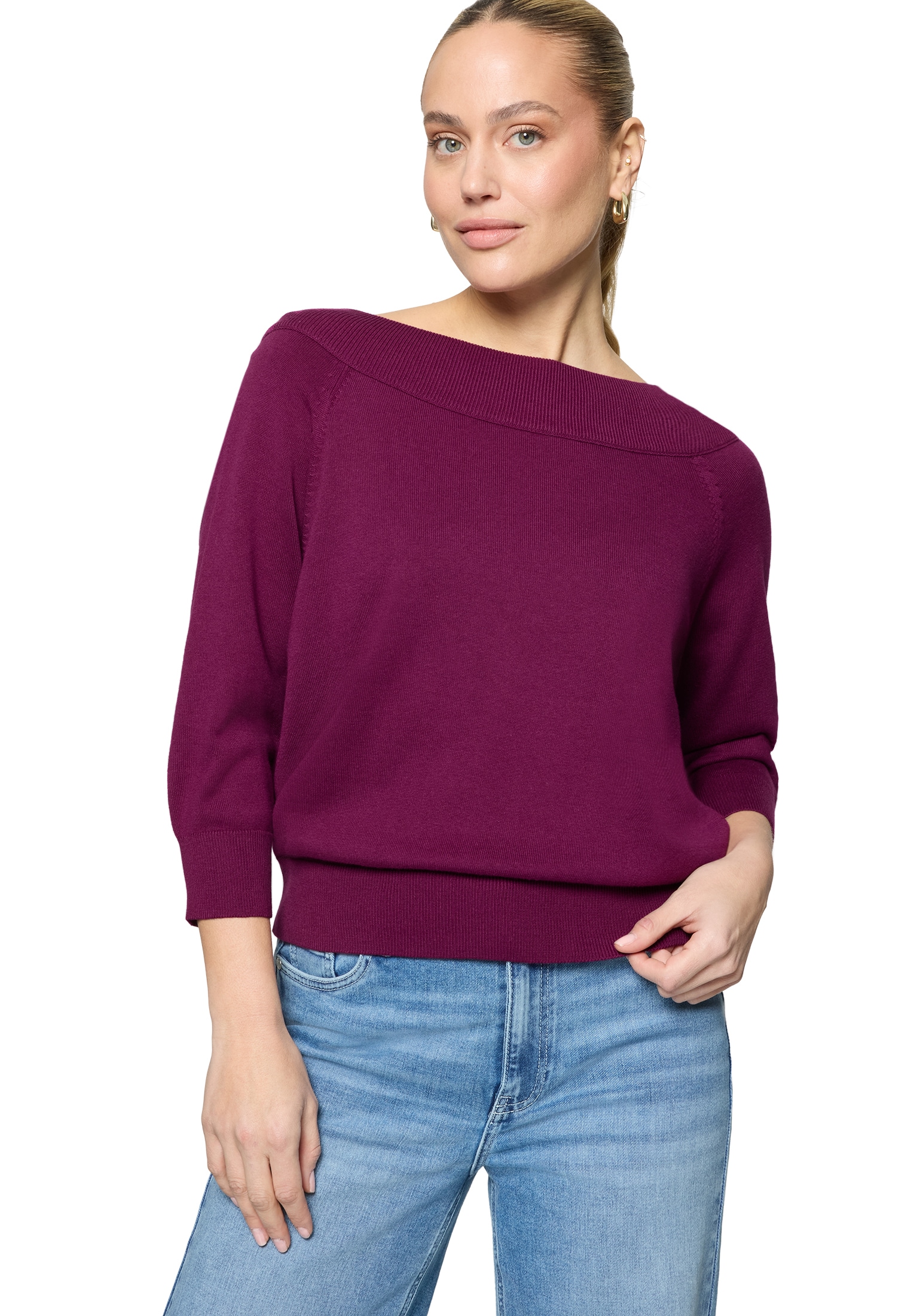 Zero Strickpullover "Damen mit Carmenausschnitt" 1 Plain/ ohne Details günstig online kaufen
