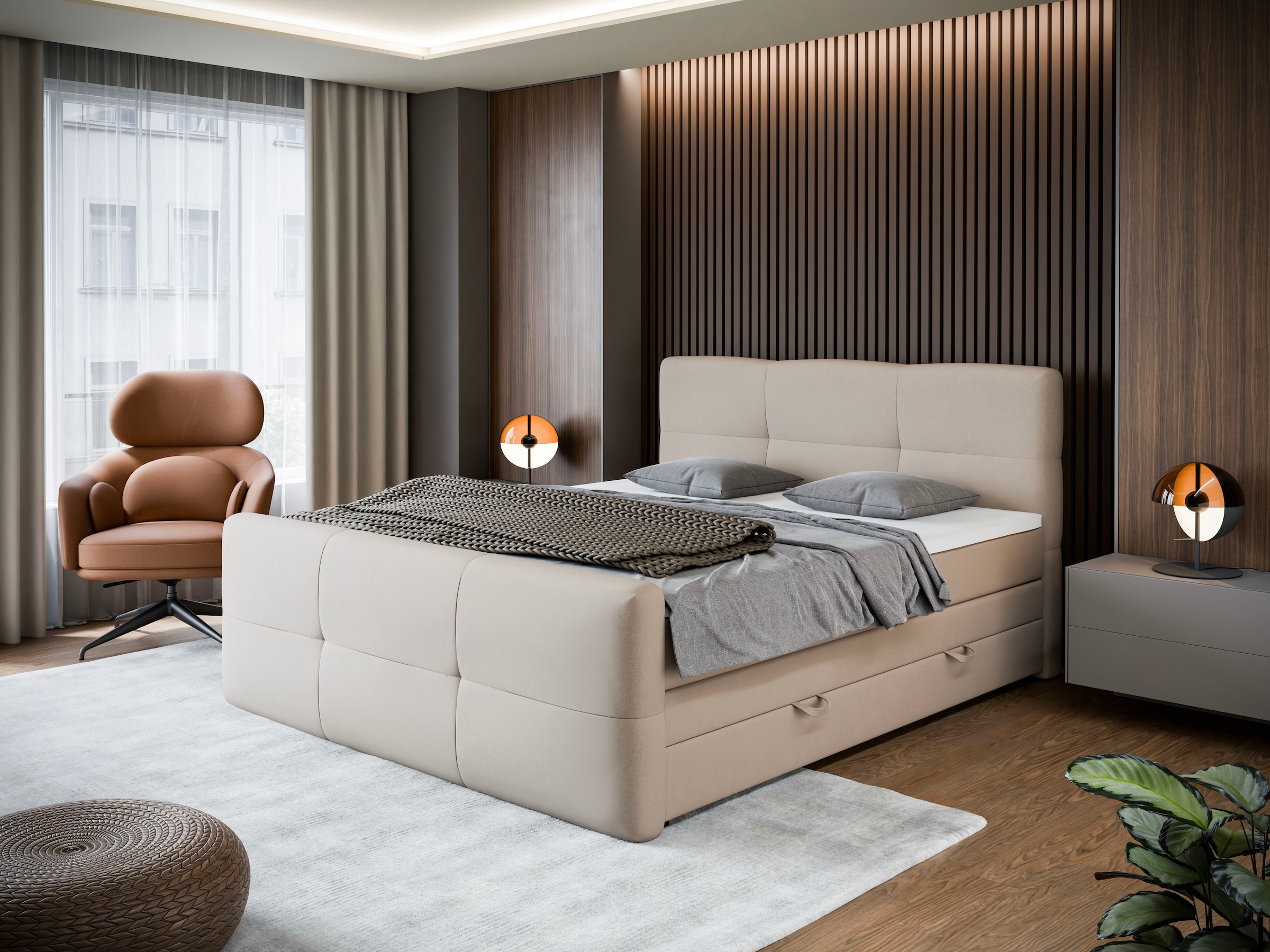 FORTE Boxspringbett "STAR erhältlich in den Breiten 140cm, 160cm & 180cm, inkl. Bettkasten" inkl. Fußteil, erhältlich in verschiedenen Farben