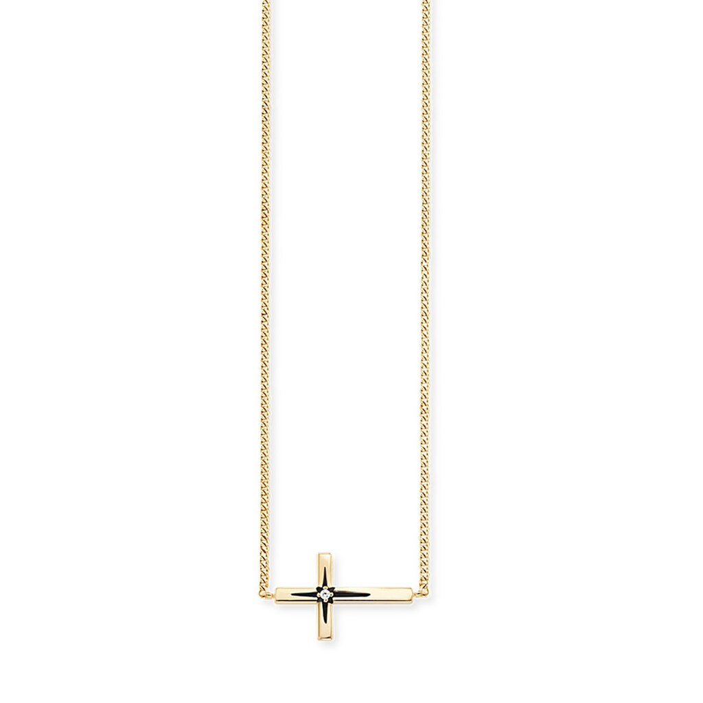 CAÏ Collierkettchen »925/- Sterling Silber vergoldet Zirkonia Kreuz«