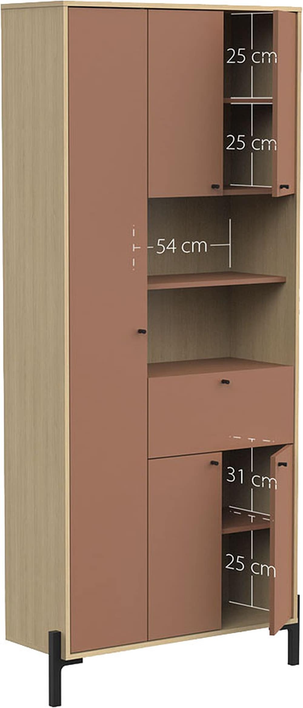Demeyere GROUP Wäscheschrank "ELISA Schranksäule 5 Türen/1 Schublade" Viel Stauraum für die täglichen Dinge im Bad