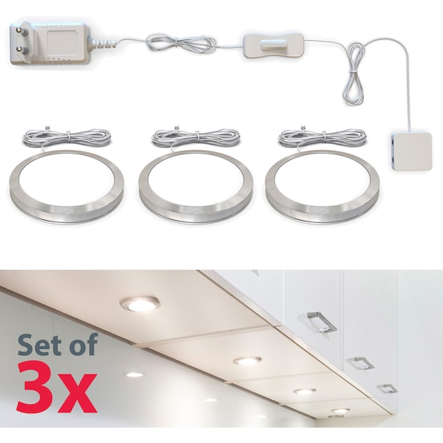 B.K.Licht Unterschrankleuchte »BK_UL1106 LED Unterbauleuchten, 3er Set  Schrankleuchten, 5,4W«, 3 flammig-flammig, 510 Lm, 3.000K Warmweißes Licht,  LED Küchenlampe bestellen | BAUR