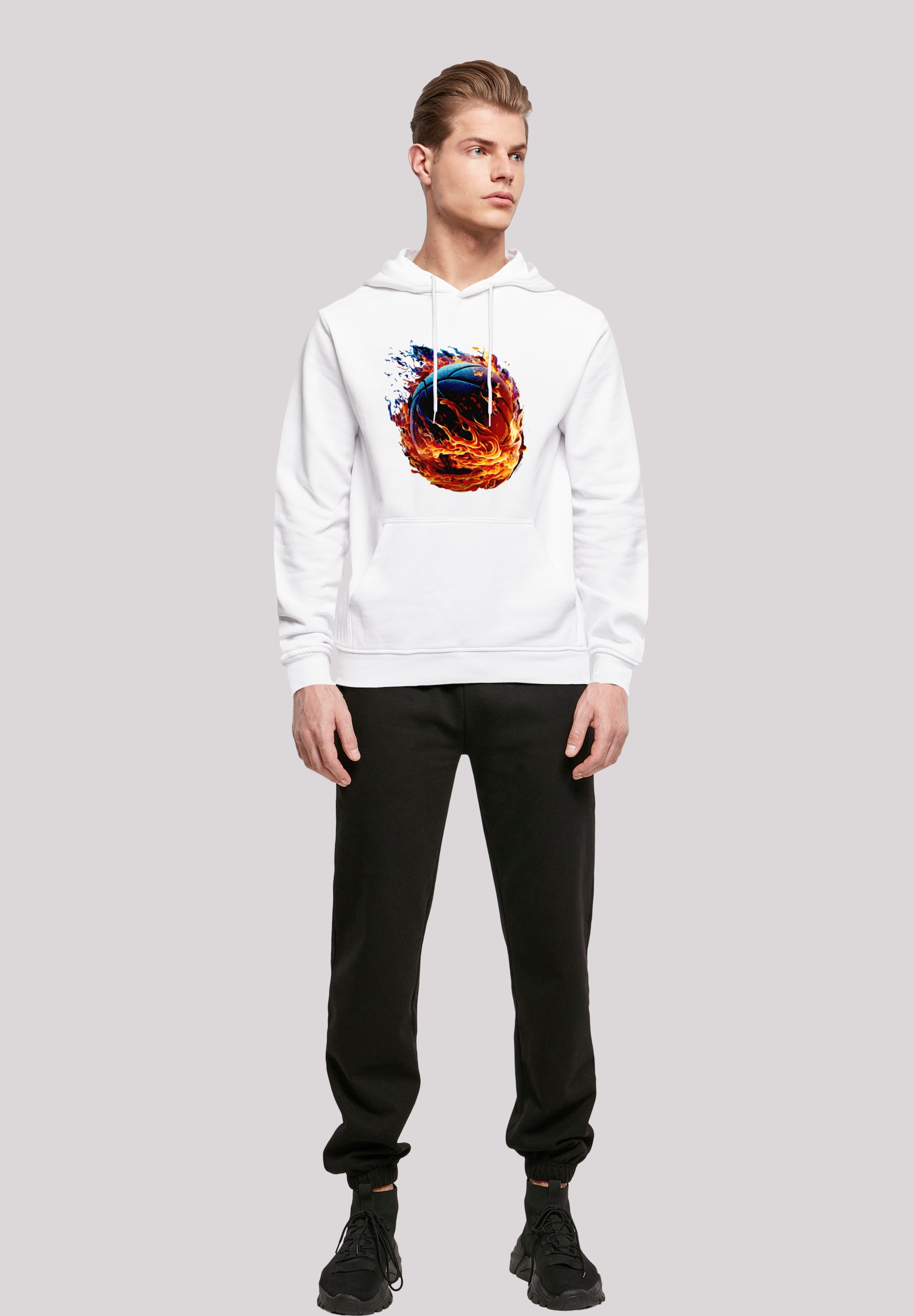 F4NT4STIC Kapuzenpullover »Basketball On Fire Sport HOODIE«, Print