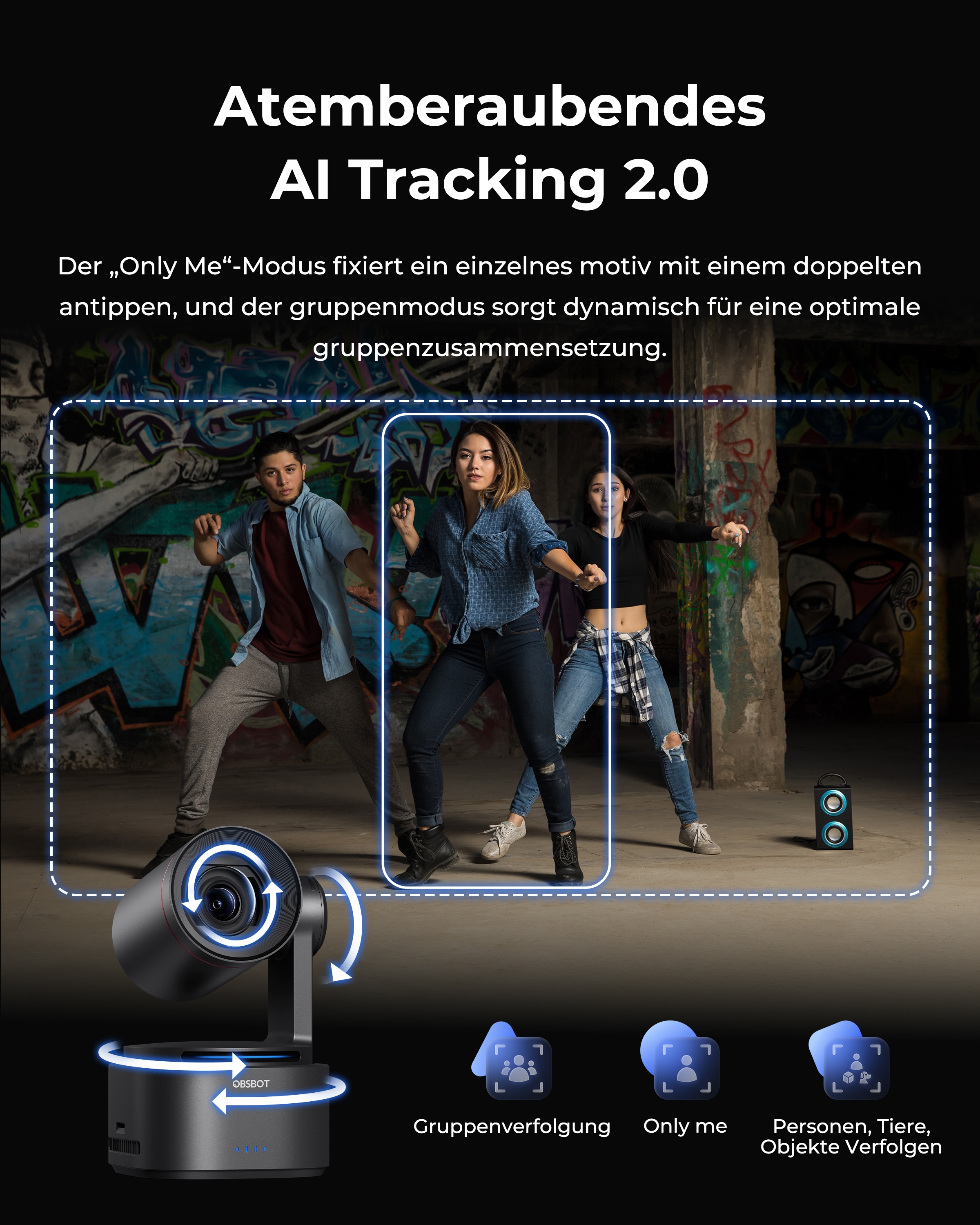 OBSBOT Camcorder »Tail 2« Bluetooth | LAN (Ethernet) 5 fachx opt. Zoom