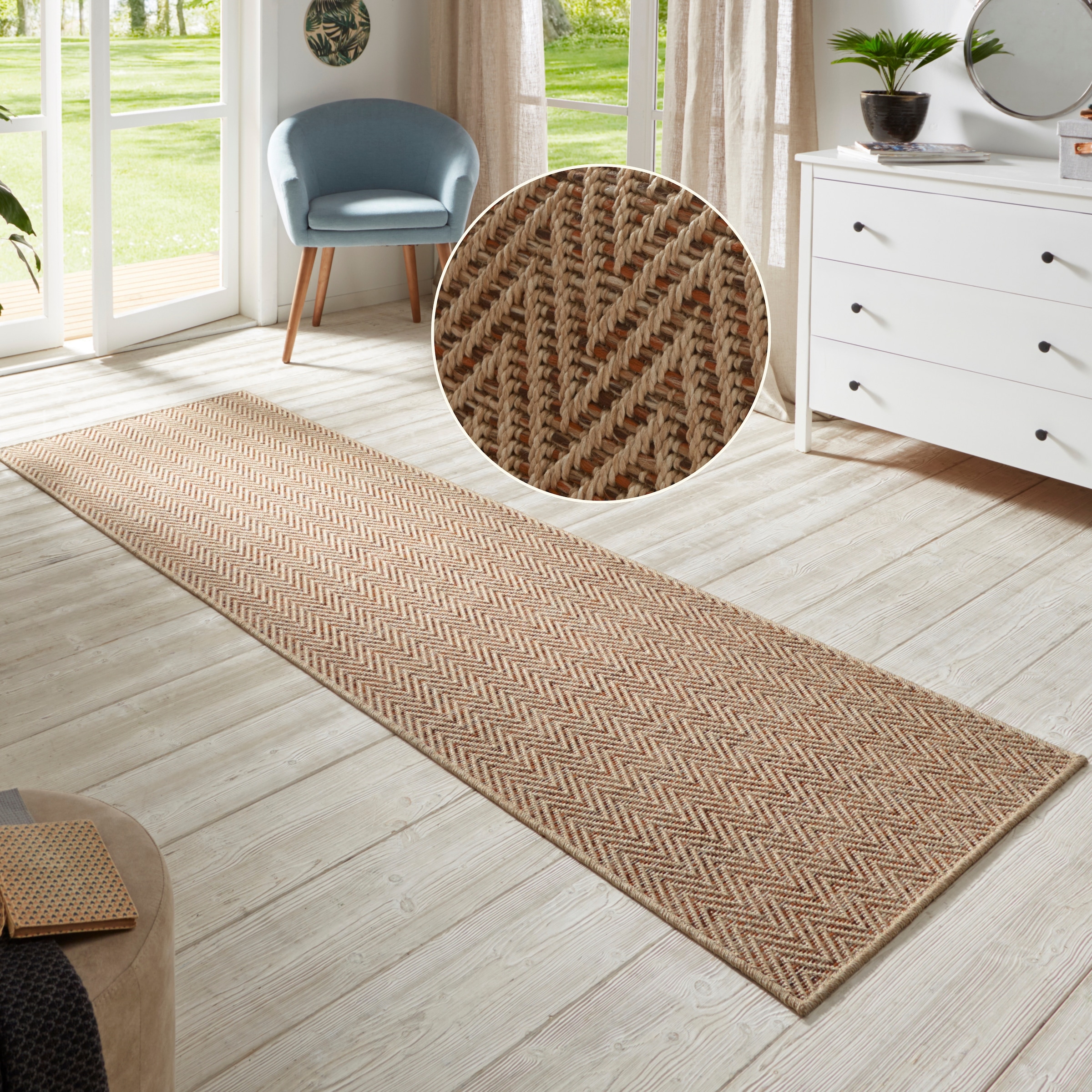 HANSE Home Läufer "Nature 500" rechteckig 5 mm Höhe Flachgewebe, In- & Outdoor, Rutschfest, Flur, Küche, Garten, Terrasse