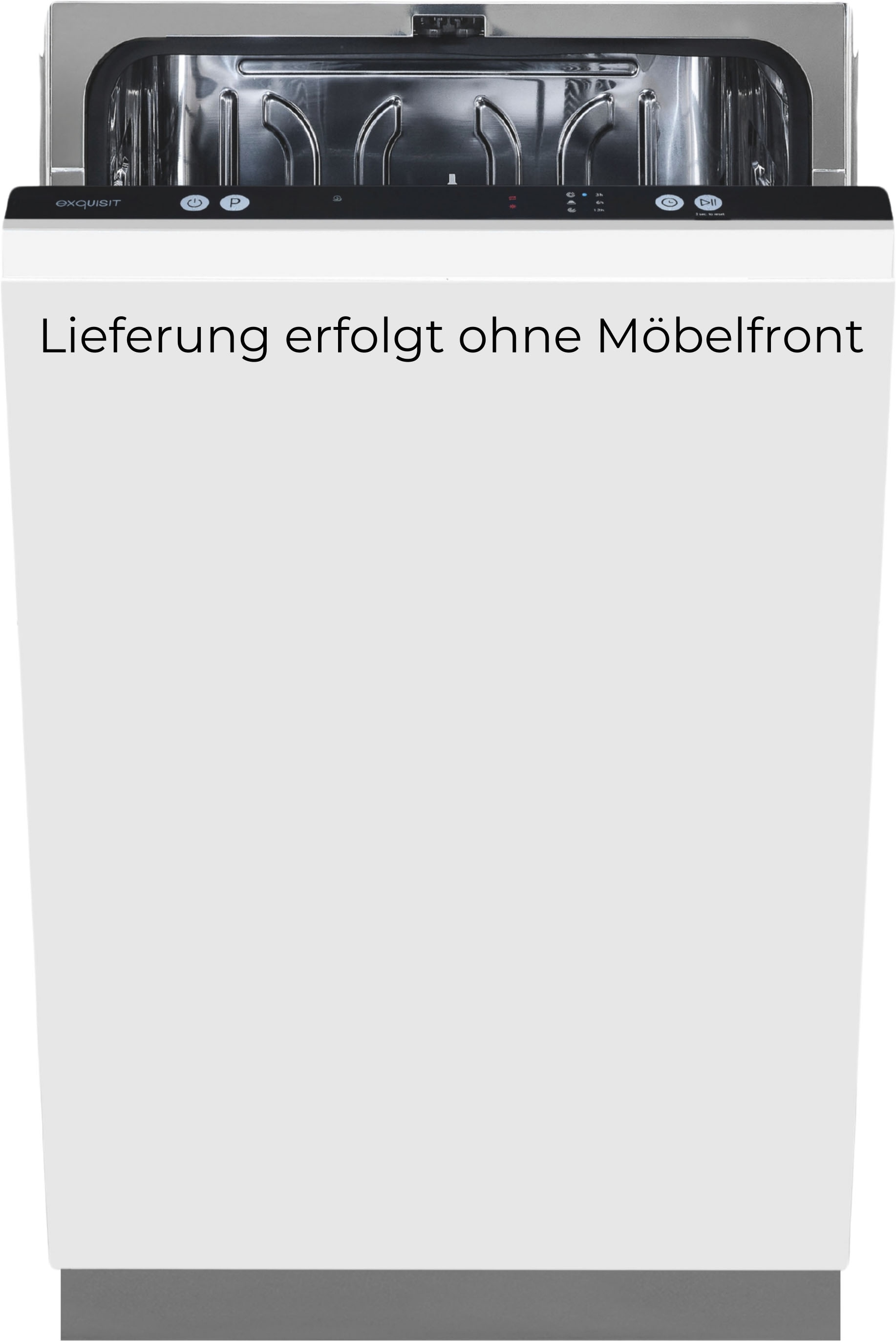 exquisit vollintegrierbarer Geschirrspüler 1009 "EGSP1009-E-450D schwarz" 10 l 9 tlg. Maßgedecke 9 Maßgedecke & flüsterleise 49 dB – stark und angenehm ruhig
