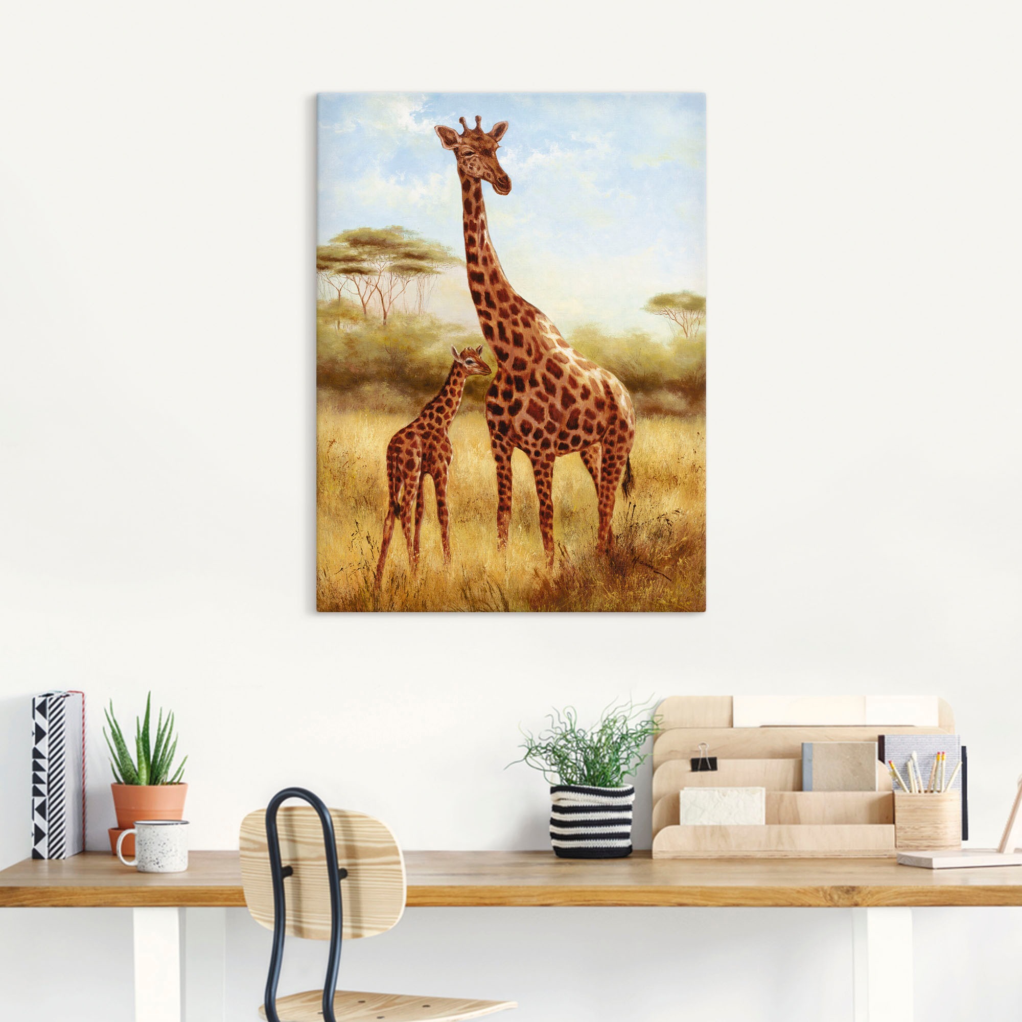 versch. Alubild, bestellen | in Wandaufkleber (1 Poster Artland Wandbild Größen als BAUR Leinwandbild, »Giraffe«, oder St.), Wildtiere,