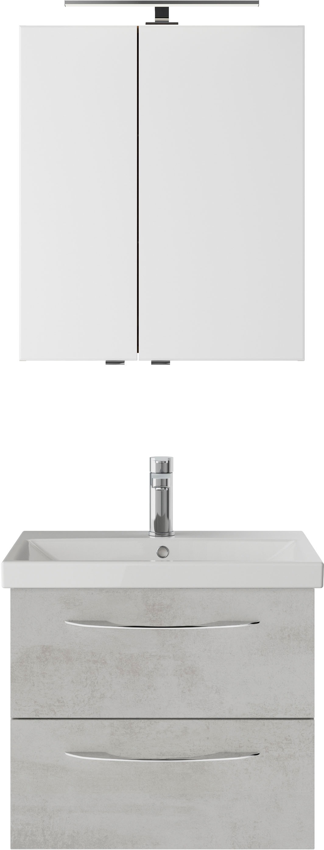 Saphir Badmöbel-Set »Serie 4035 2-teilig, Keramikwaschtisch mit LED-Spiegelschrank«, (Set), 60 cm breit, inkl. Türdämpfer, 2 Schubladen, 2 Türen, 2 Einlegeböden