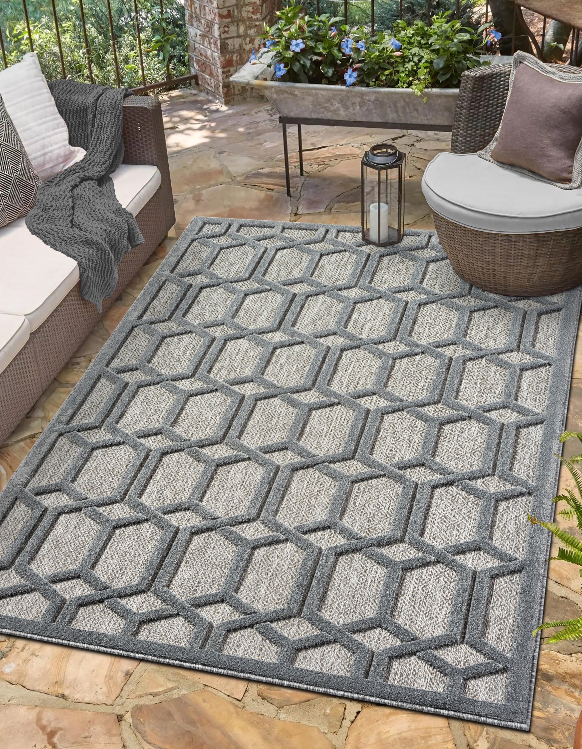 Myflair Möbel & Accessoires "Thala, LAGERRÄUMUNG" rechteckig 8 mm Höhe modernes Design, Hoch-Tief Effekt, Outdoor geeignet, Balkon, Terrasse