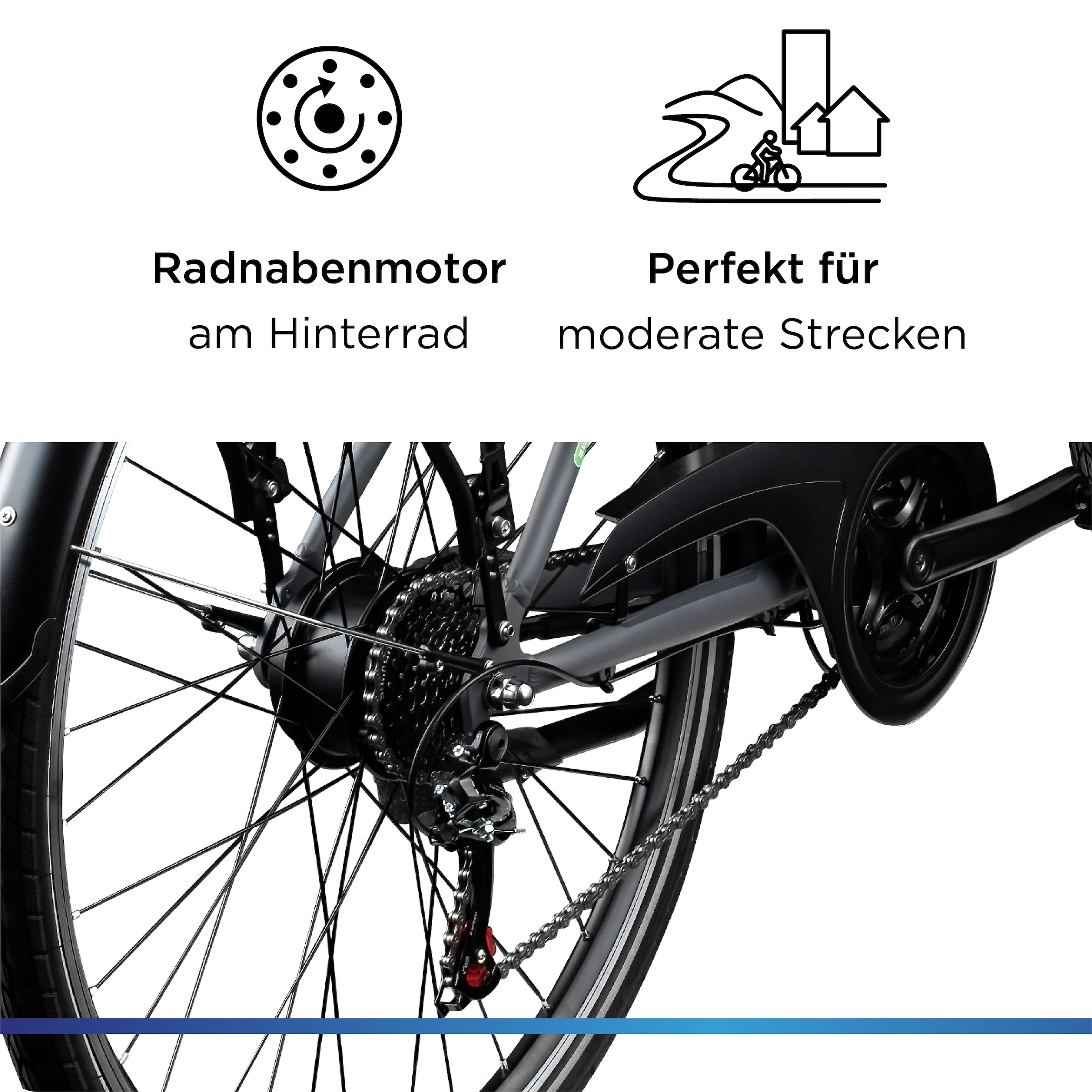 Zündapp »Z802 Damen« 21 Gang Shimano Altus RD-M310 Schaltwerk Kettenschaltung Heckmotor 250 W Pedelec, Elektrofahrrad für Damen