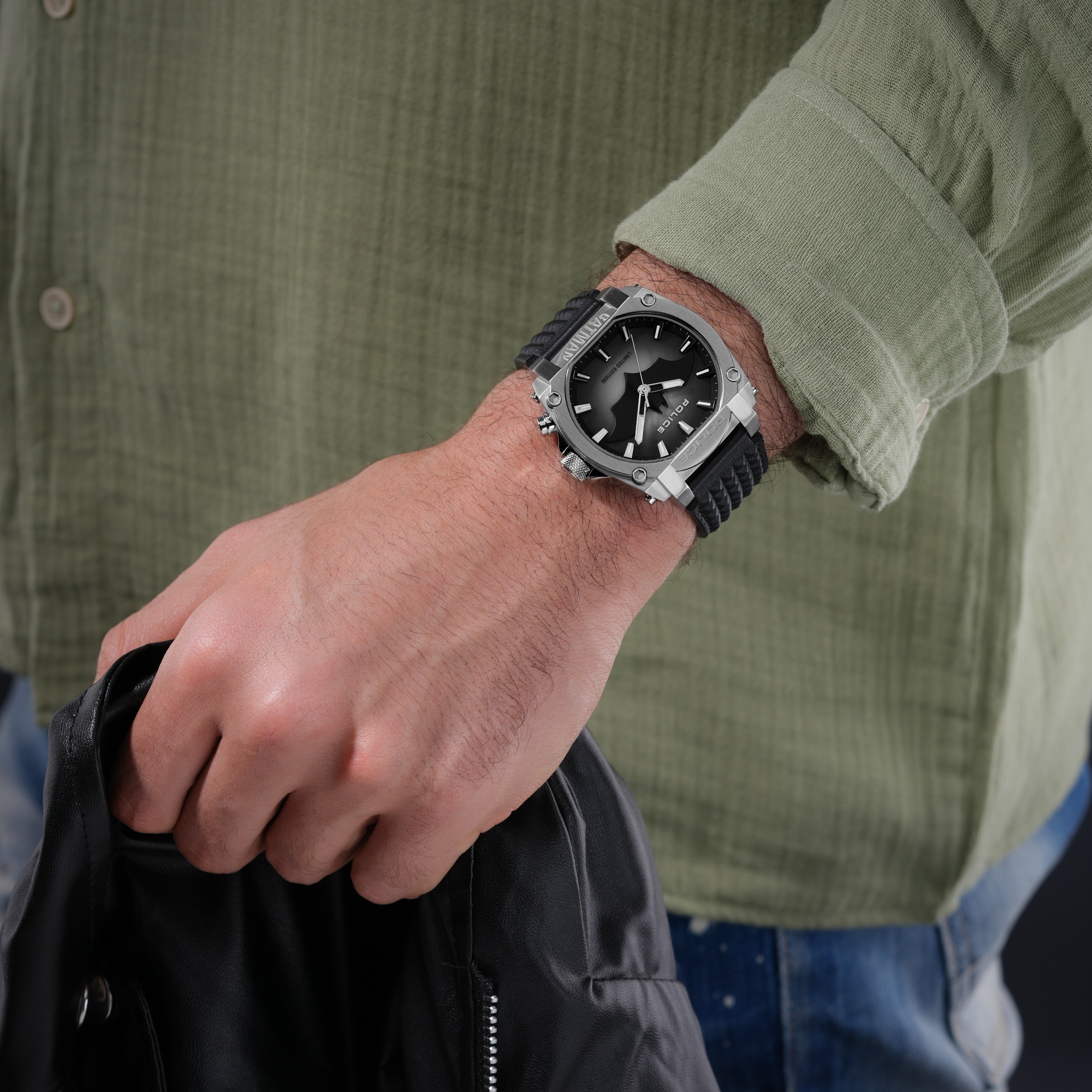 Police Quarzuhr »Batman« Armbanduhr, Herrenuhr, Lederarmband, analog