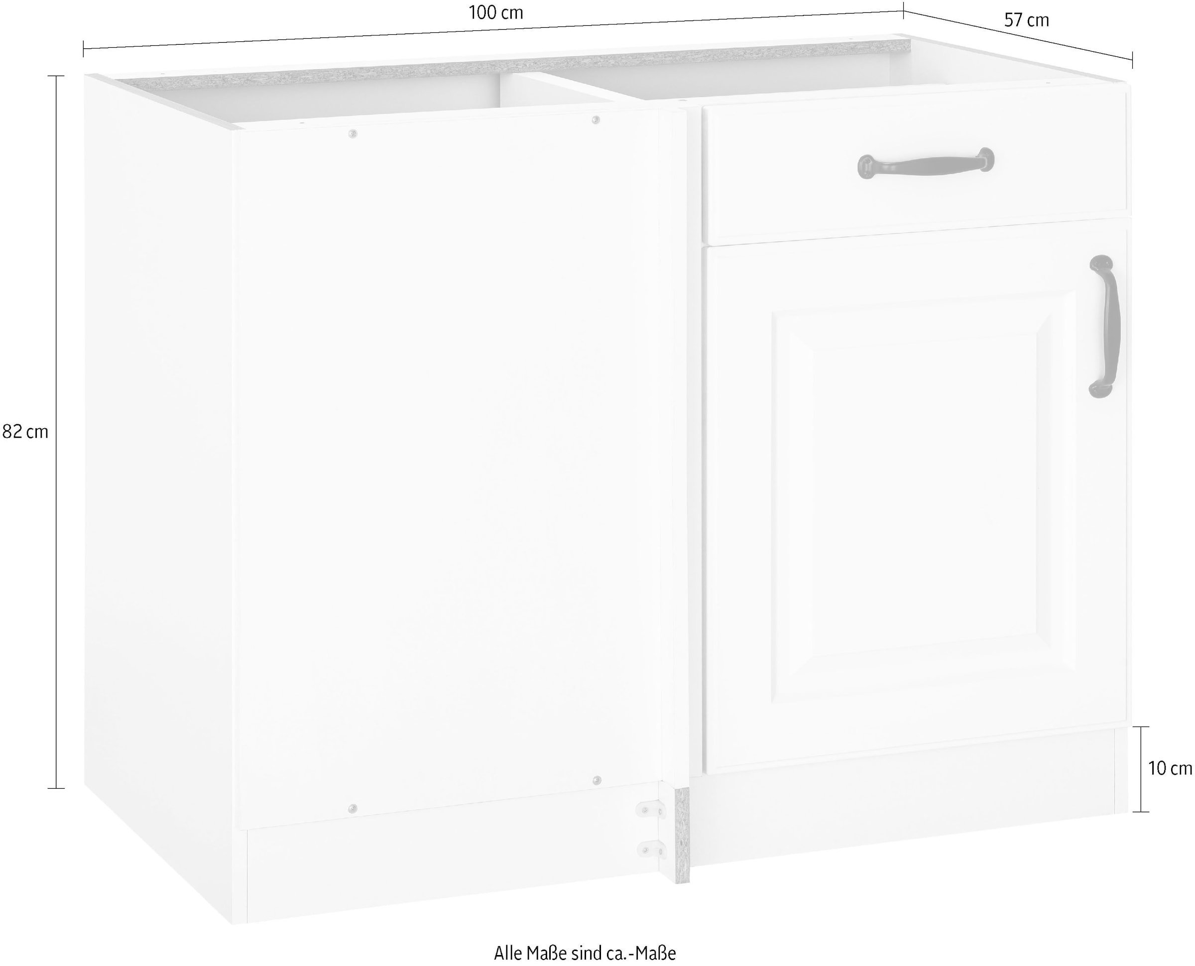 wiho Küchen Eckunterschrank »Erla«, 100 cm breit, Kassettenfront, Planungsmaß  110 cm, ohne Arbeitsplatte | BAUR