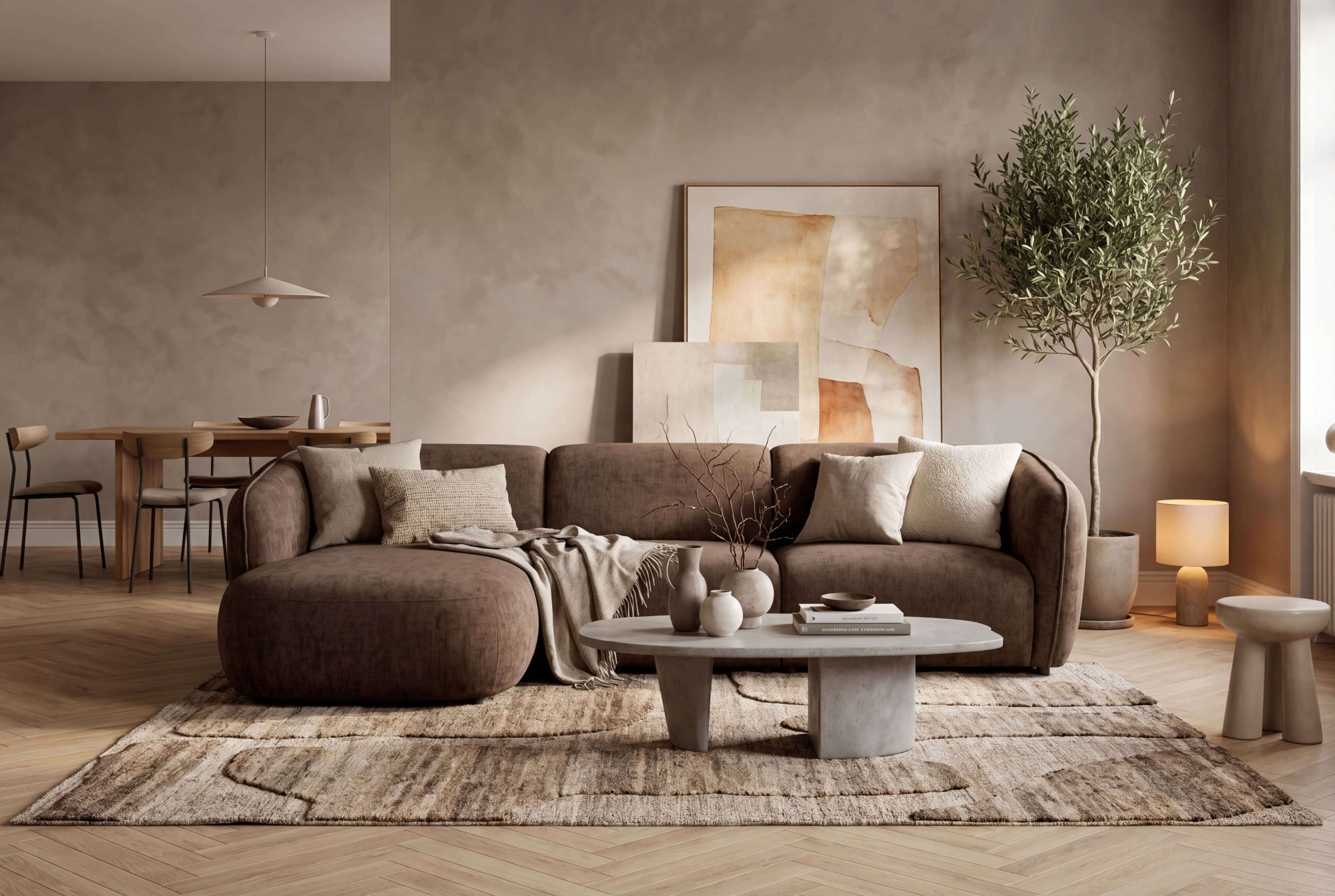 OTTO home Ecksofa "OSTRUP Rundsofa, L-Form, Naturtöne, Boucle oder Chenille" Breite 280 cm, organische Form mit sanften Rundungen