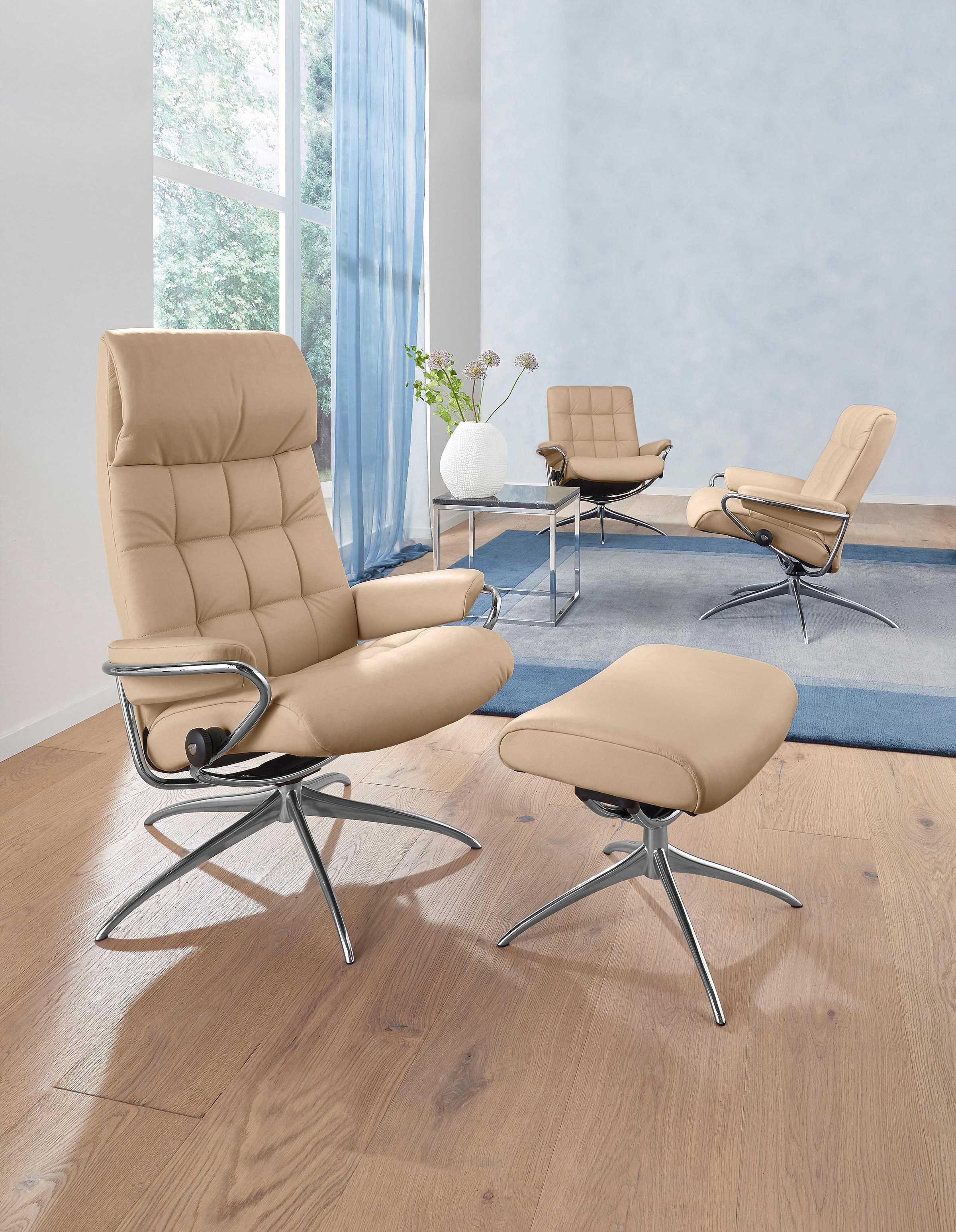 Stressless® Relaxsessel »London«, (Set, Relaxsessel mit Hocker), mit Hocker, High Back, mit Star Base, Gestell Chrom