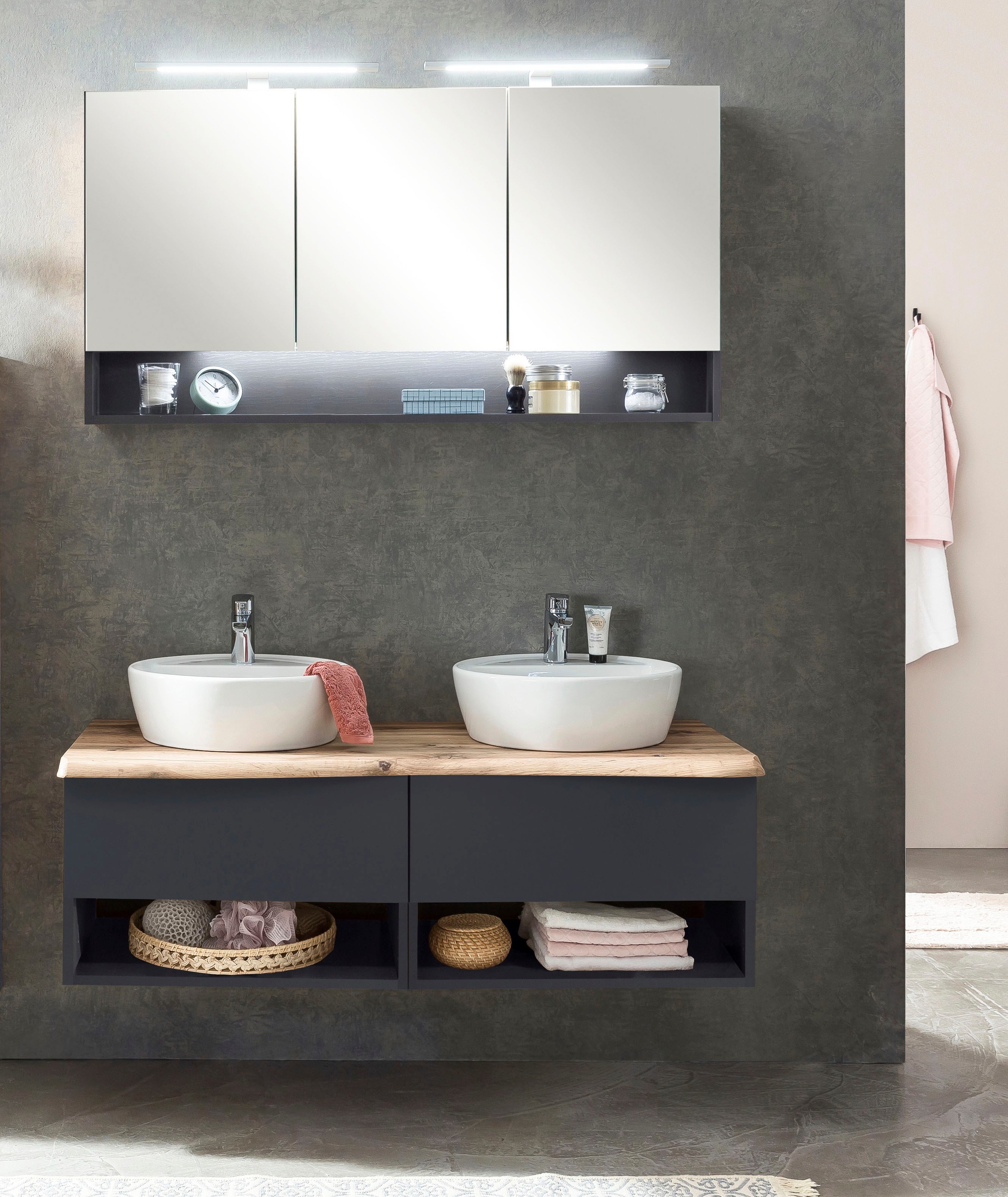 welltime Badmöbel-Set "Stubach" Spiegelschrank und Waschtisch, 2 Stk. tlg. günstig online kaufen