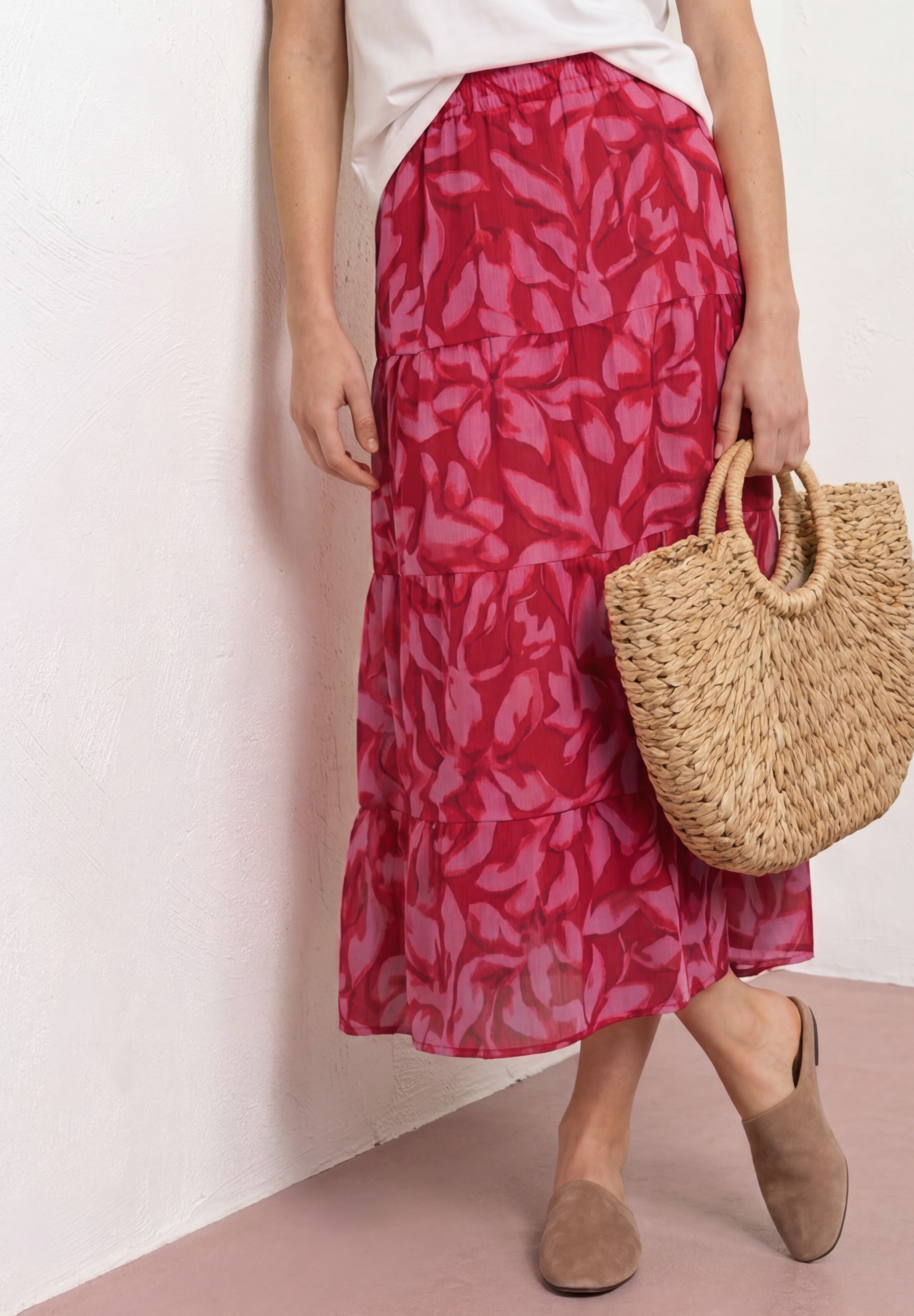 STREET ONE Maxirock Sommer aus Chiffon mit Print/Weich fallende Volants