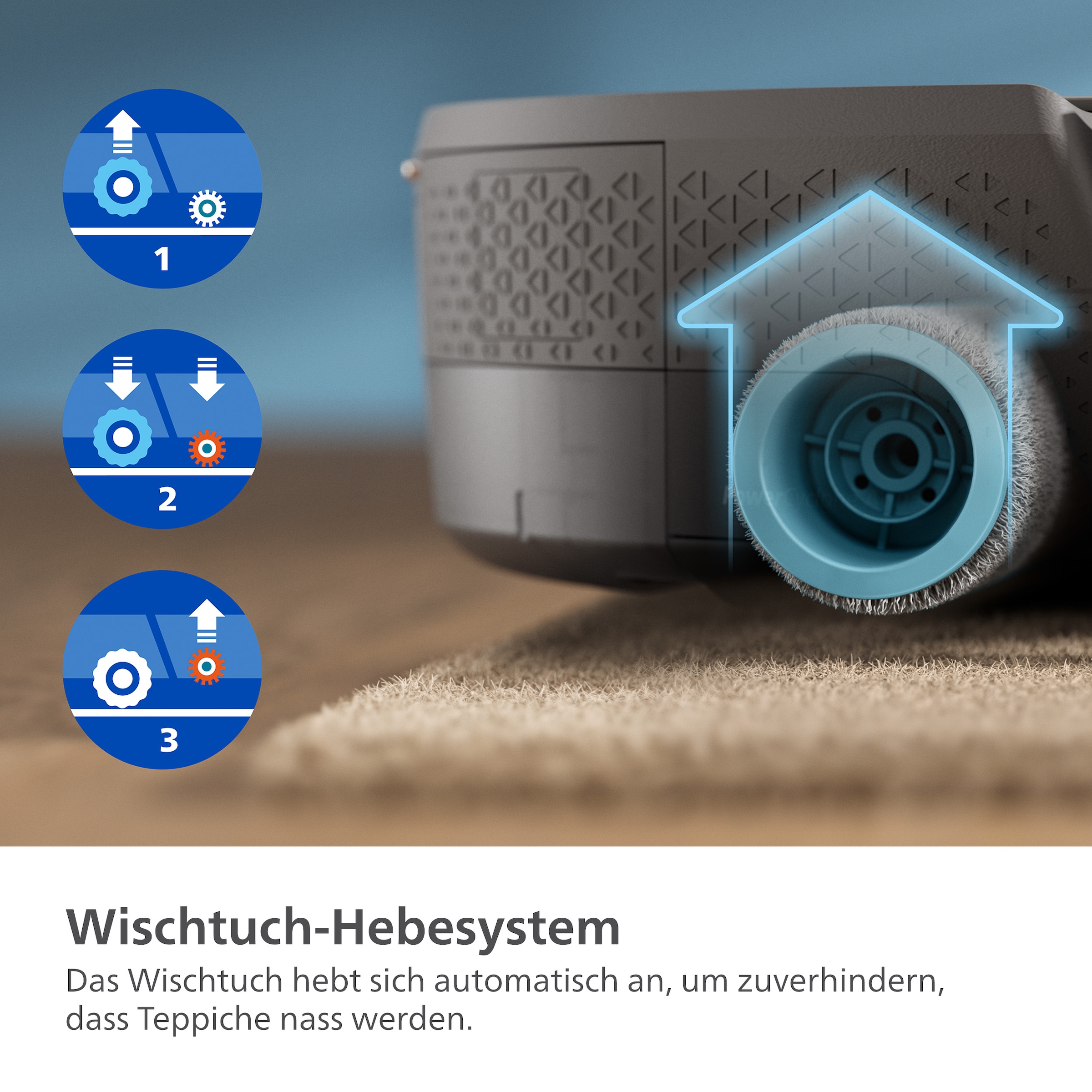 Philips Nass-Trocken-Saugroboter »XU9100/10, 280 Min. Akkulaufzeit, mit PowerCyclone Aqua Technologie«, D-ToF-Sensoren, Wischtuch-Hebesystem, inkl. Entleerungsstation