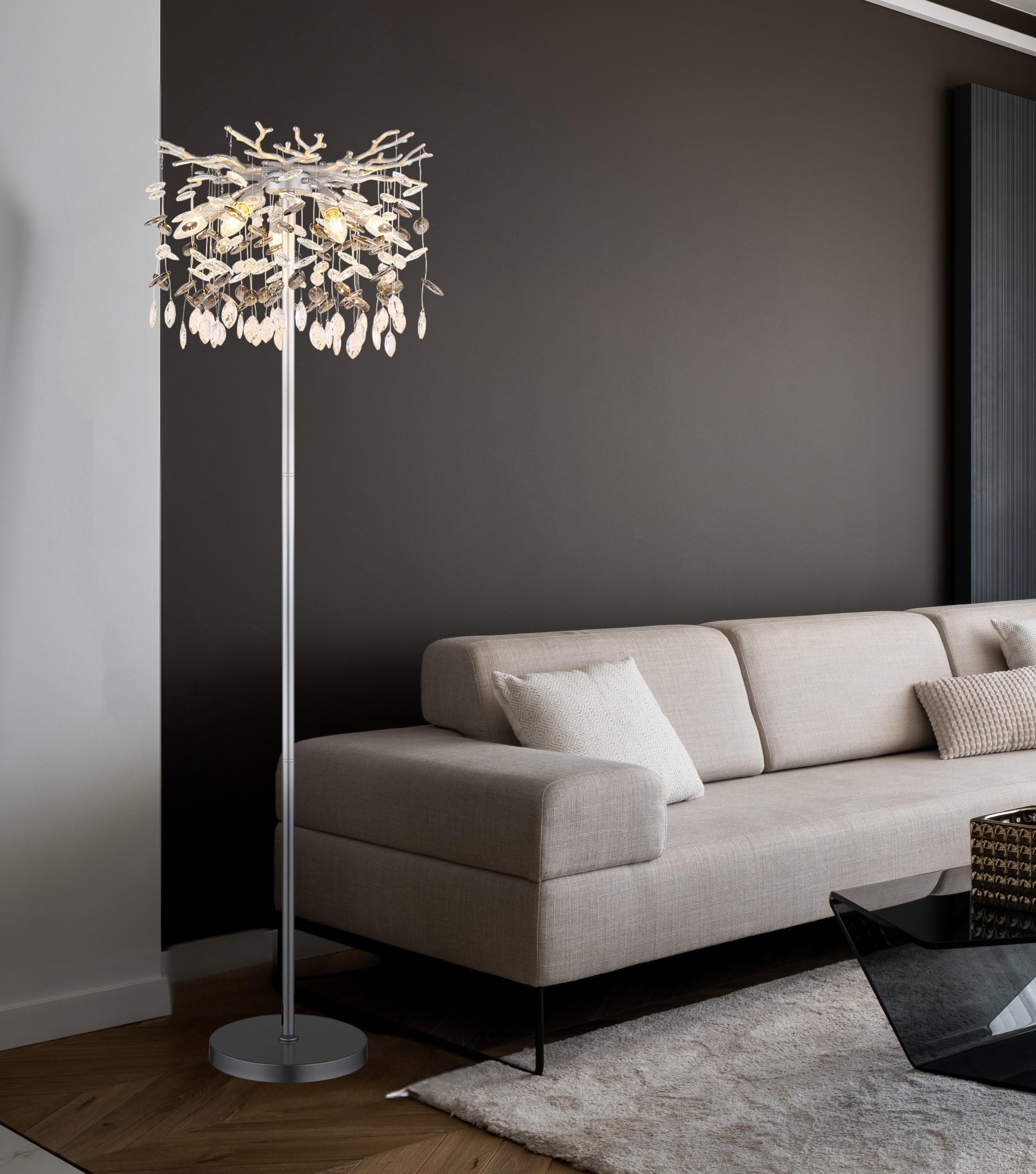 GLOBO LIGHTING Stehlampe »QUEENA« E14 1 Stk. Stehleuchte für Wohn- & Schlafzimmer Kristall