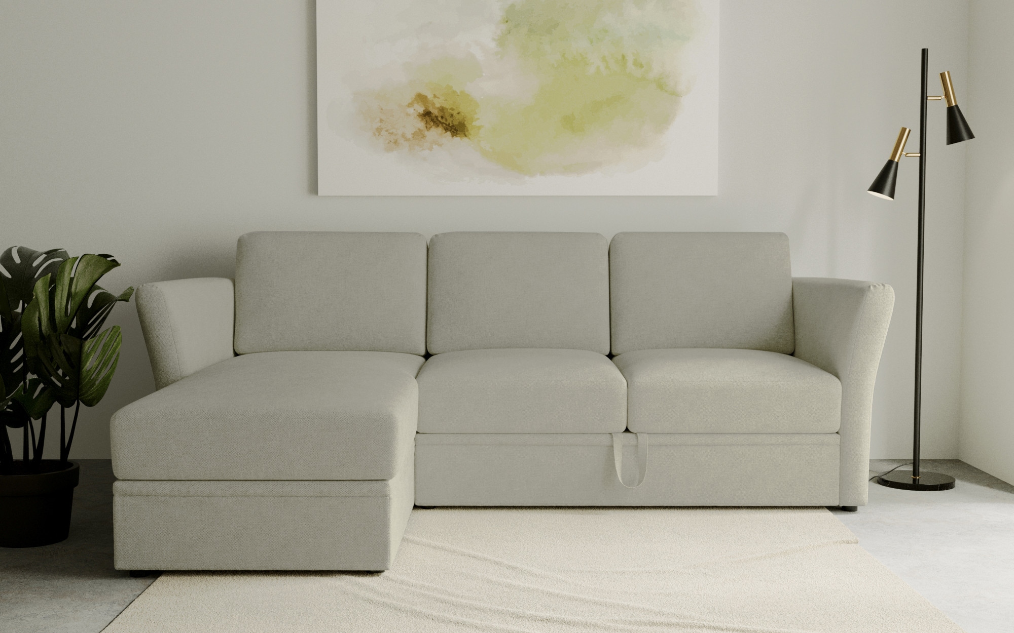 OTTO home Ecksofa "Lavars, L-Form, Schlafsofa" mit Bettfunktion und Stauraum, in zwei verschiedenen Bezugsqualitäten