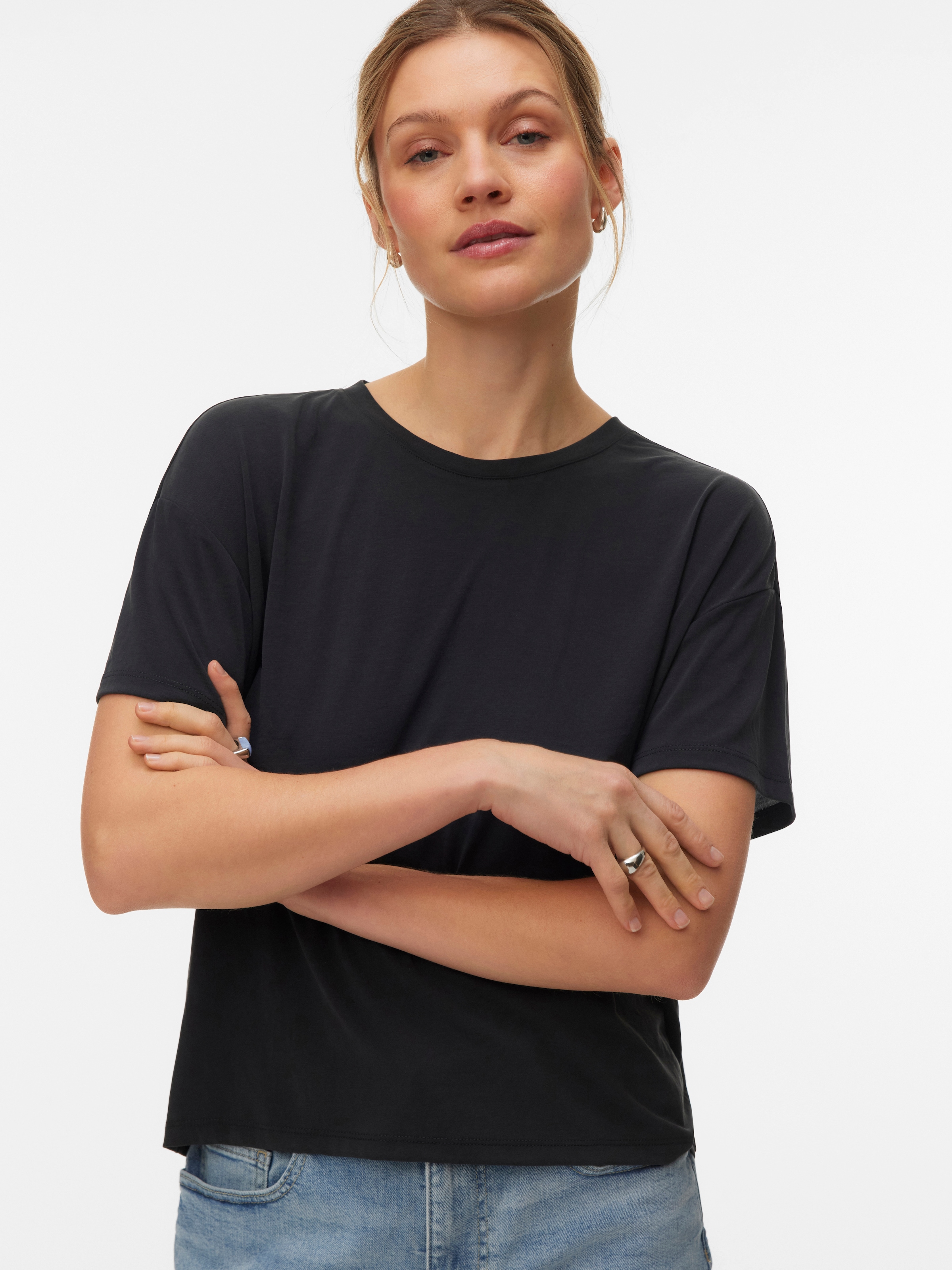 Vero Moda Kurzarmshirt "VMFILLI 2/4 TEE JRS NOOS" Materialmix, relaxed fit günstig online kaufen