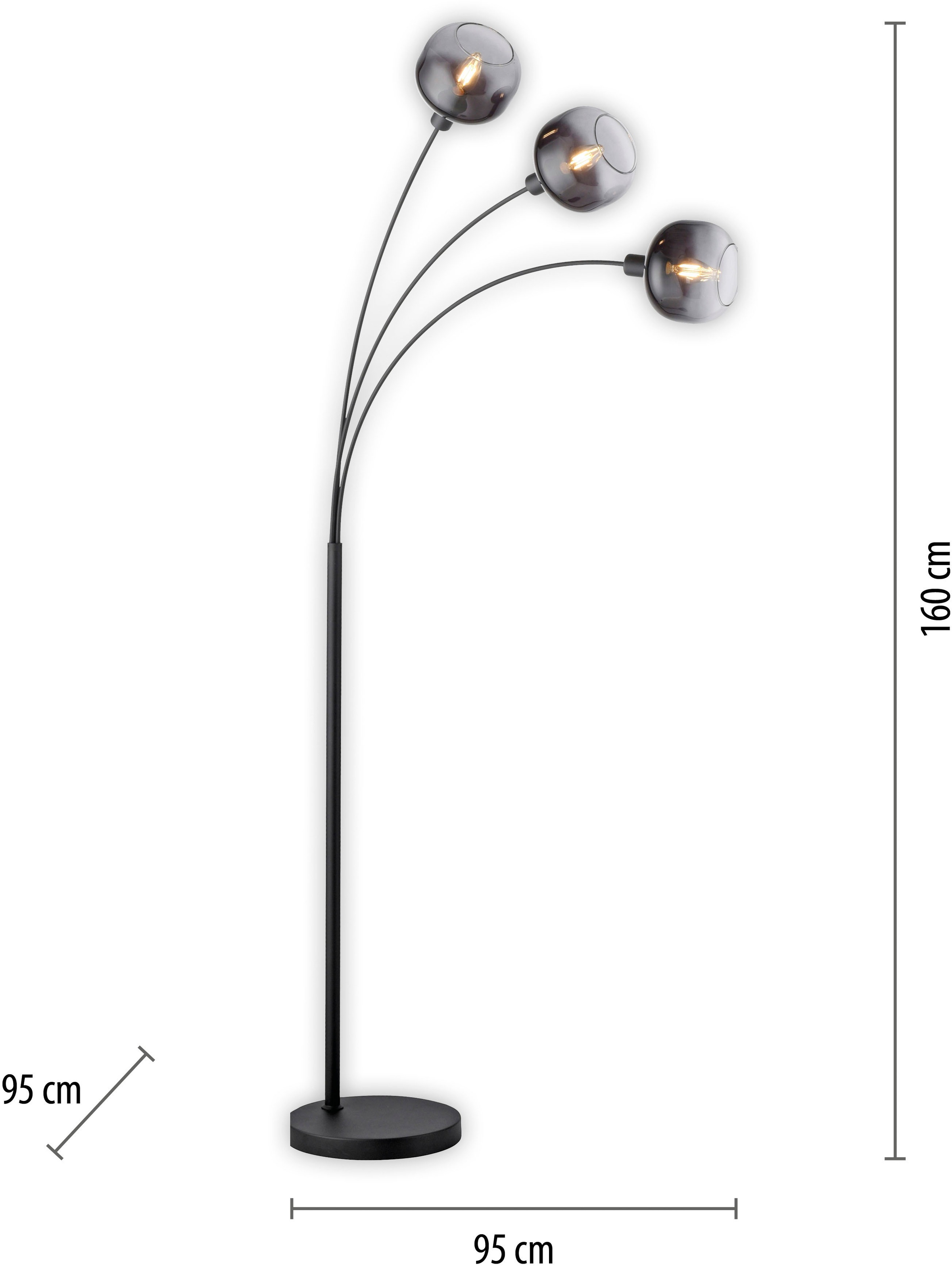 JUST LIGHT Stehlampe »ZEA«, 3 flammig, Leuchtmittel E14 | ohne Leuchtmittel, ExklusiveE14