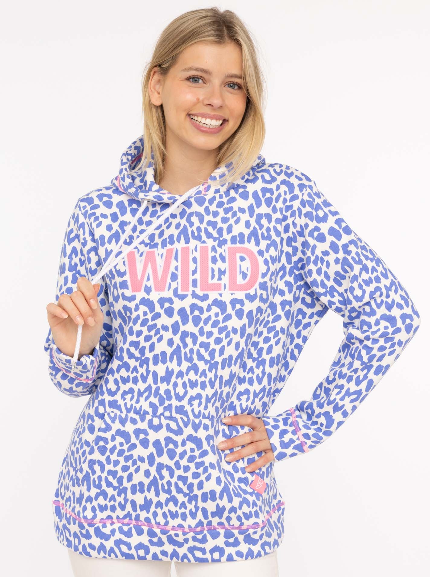 Zwillingsherz Hoodie ""Leo Pastell"", Leomuster und WILD Applikation, Kapuz günstig online kaufen