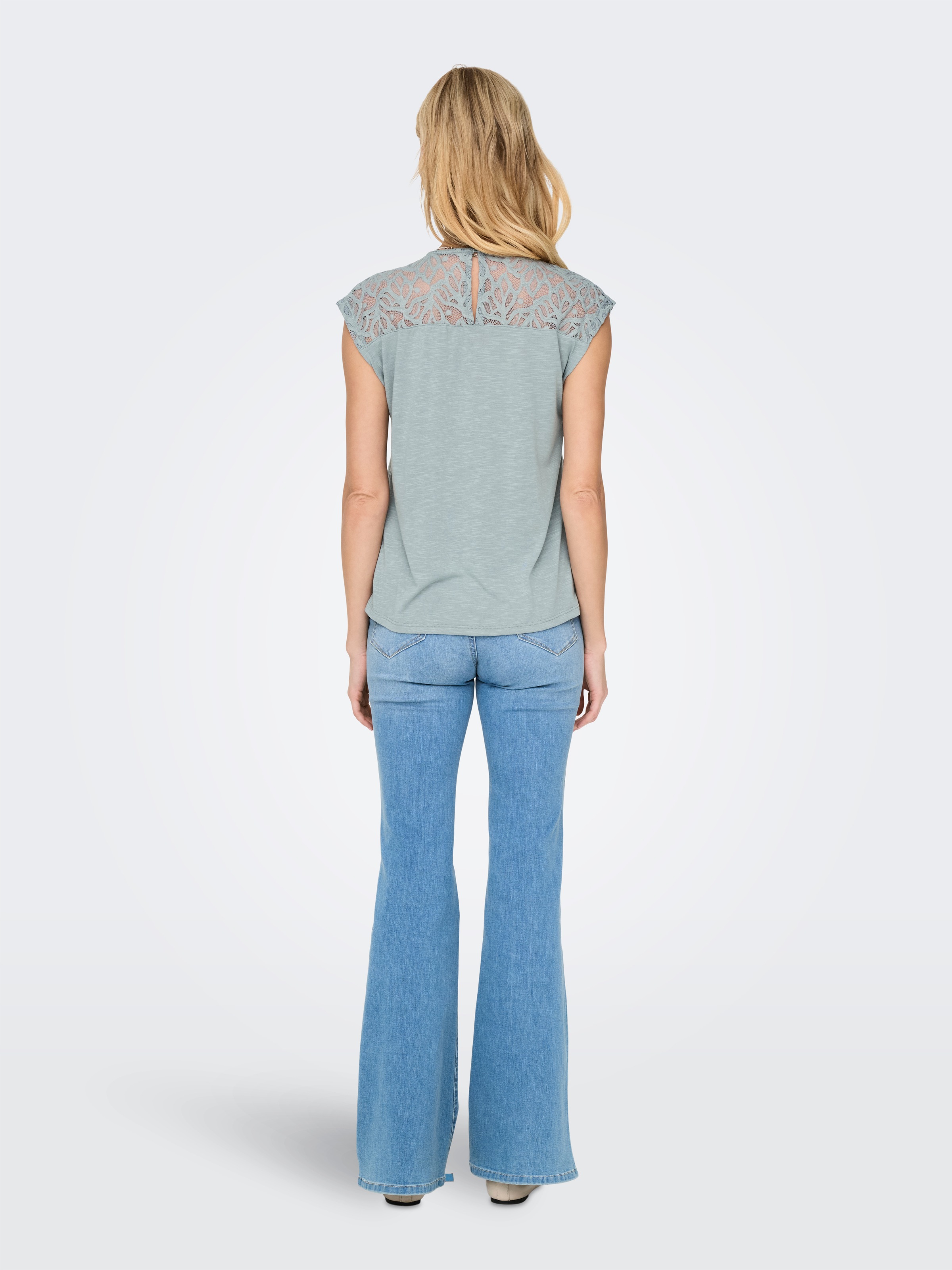 ONLY Spitzenshirt »ONLSINDY LIFE S/S O-NECK MIX TOP JRS«
