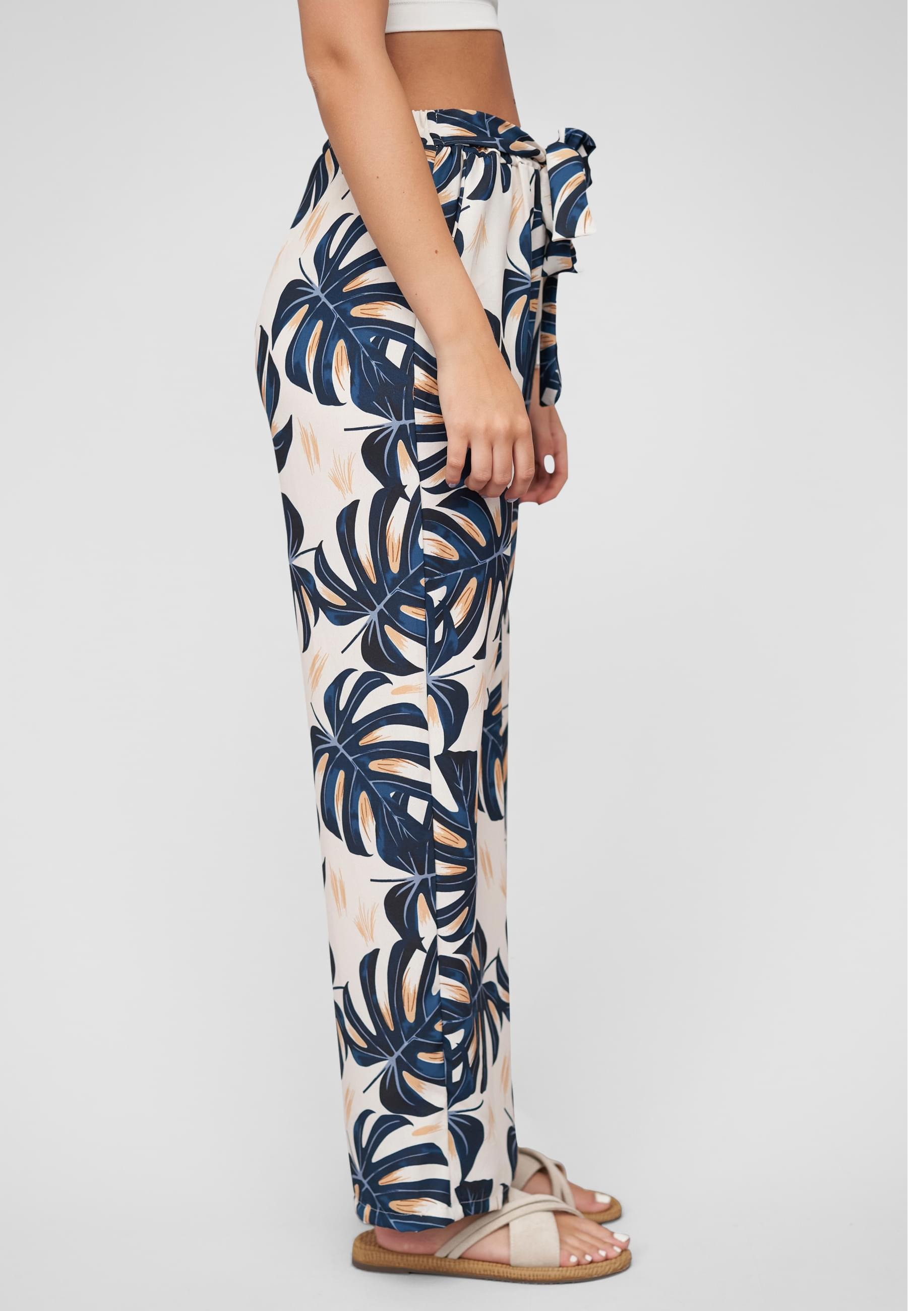 CLOUD 5IVE Stoffhose »CLOUD 5IVE Summer Pants with palm print and tie belt«