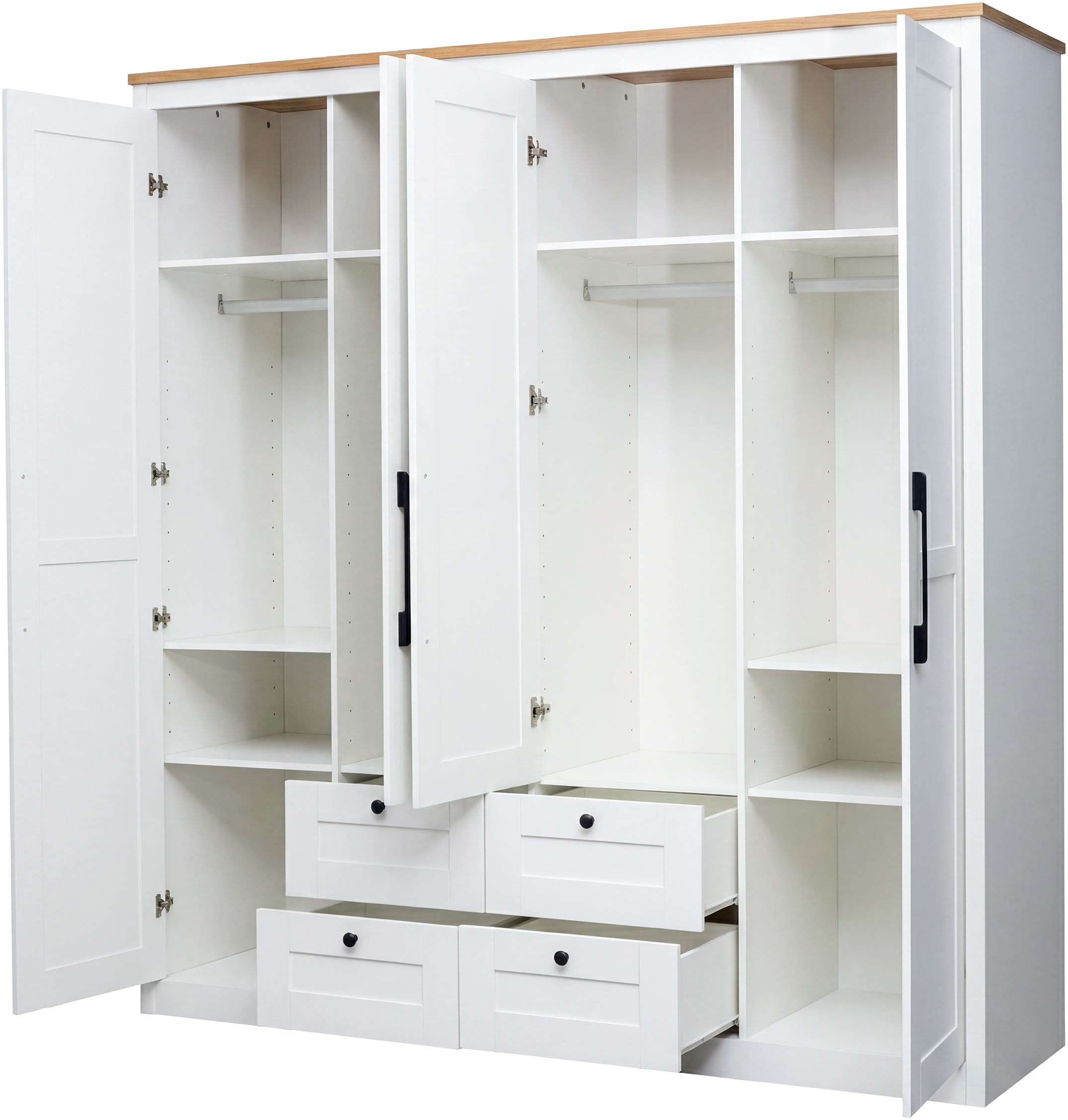 OTTO home Kleiderschrank »Büsum Schlafzimmer Schrank mit 4 Türen und Spiegel« Schlafzimmerschrank Landhaus Design Garderobe Schrank Bestseller