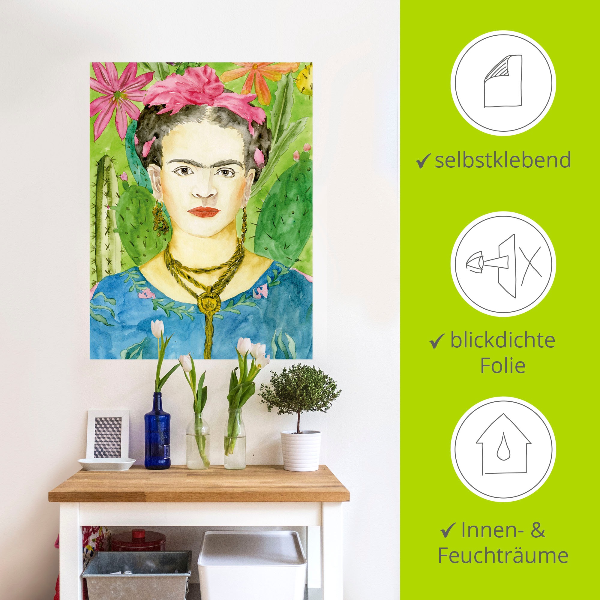 Artland Wandbild »Frida Kahlo II«, Bilder von Frauen, (1 St.), als Alubild, Outdoorbild, Leinwandbild, Poster, Wandaufkleber