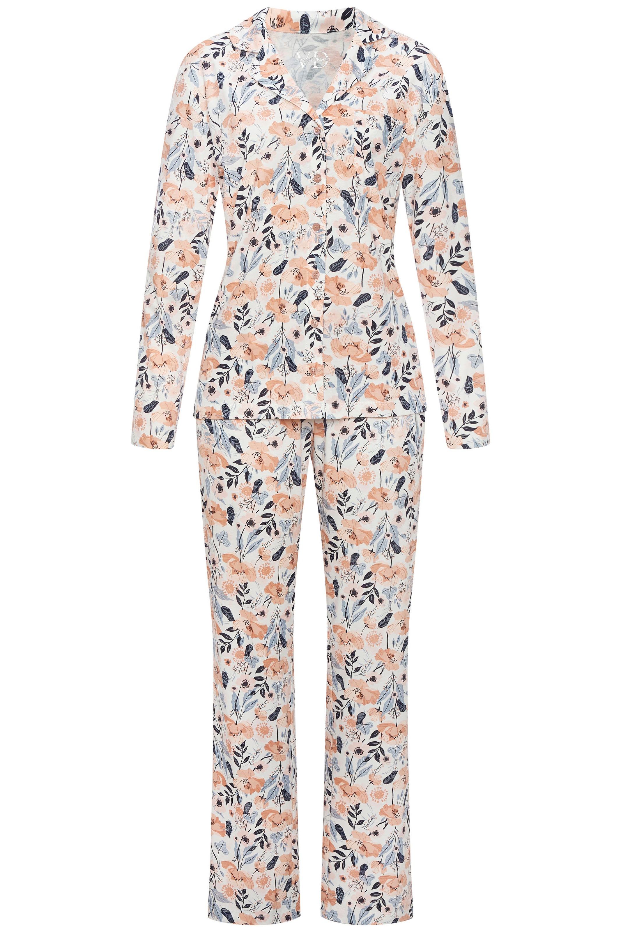 Vivance Dreams Pyjama, (2 tlg.), mit durchgehender Knopfleiste