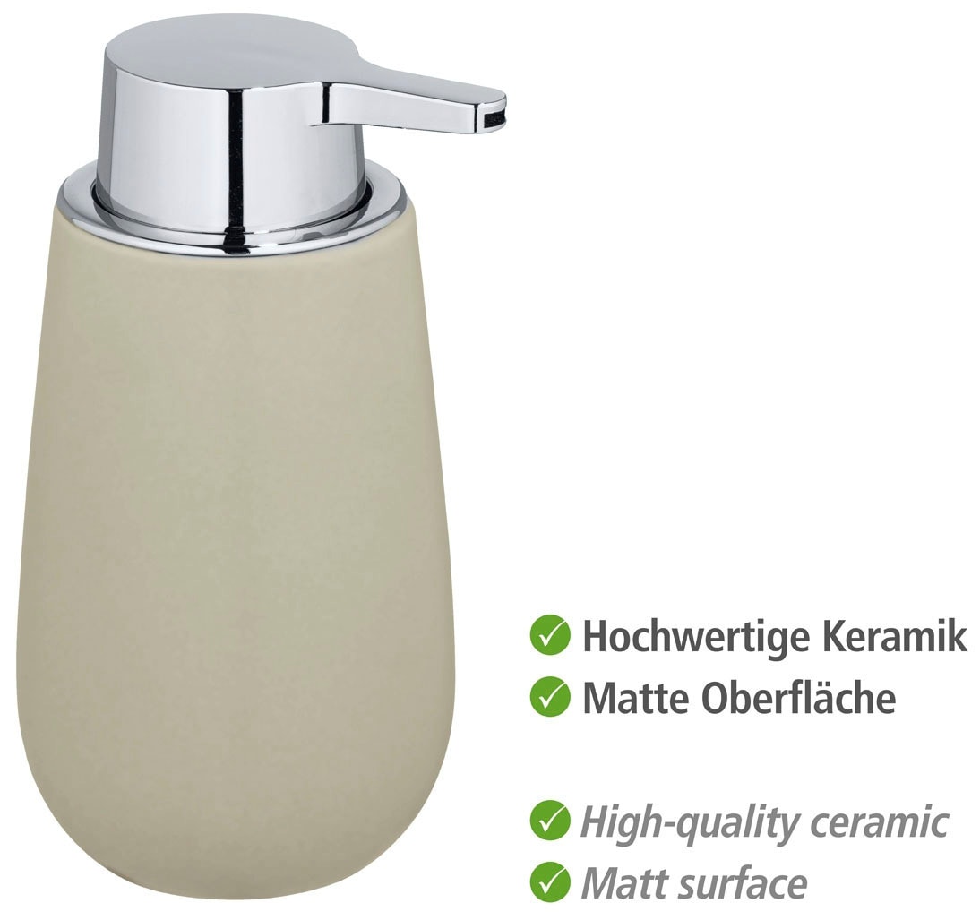 WENKO Seifenspender »Badi«, (1 tlg.), Beige Keramik, 320 ml