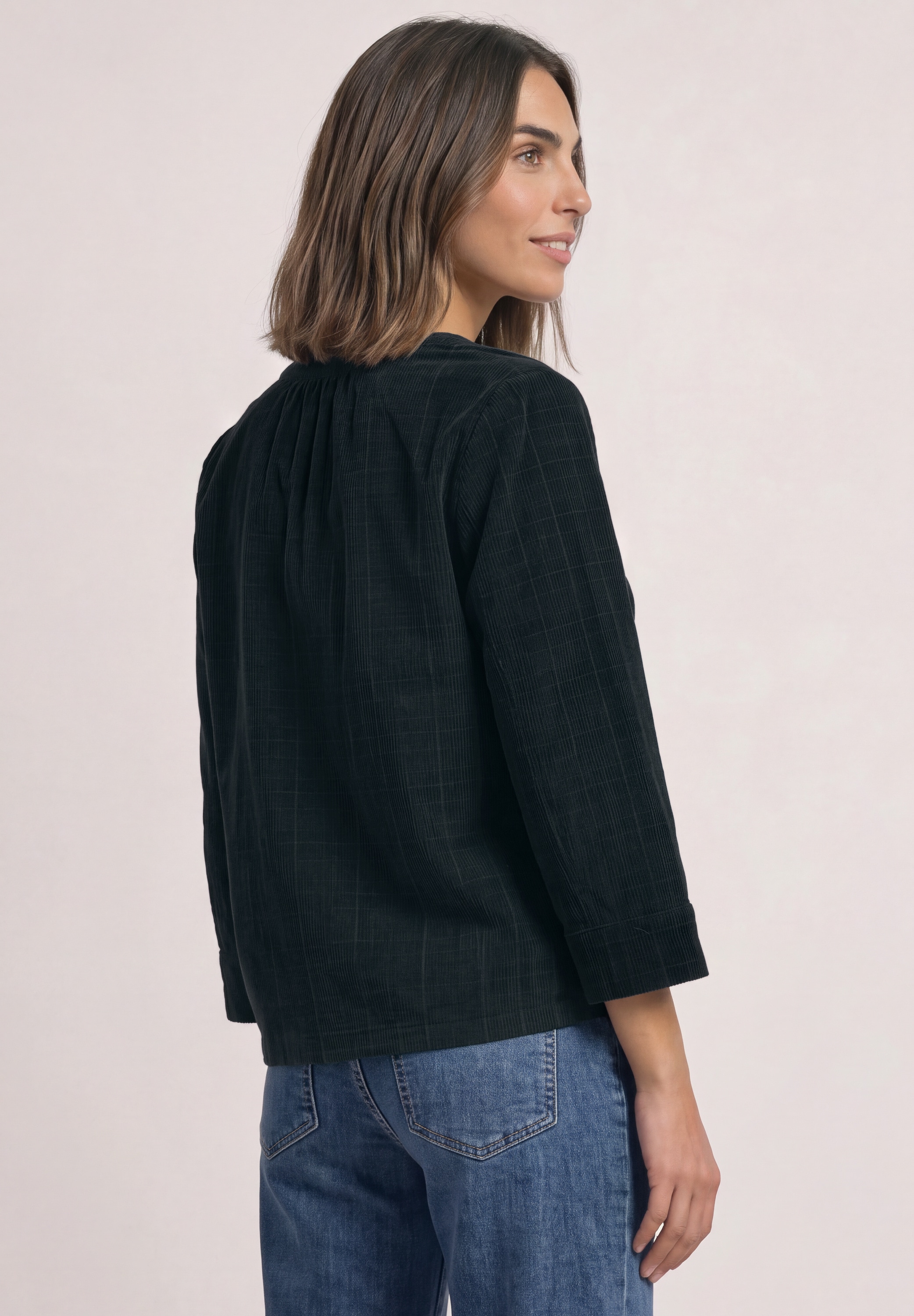 STREET ONE Hemdbluse 3/4-Arm Bluse aus Cord mit Split Neck
