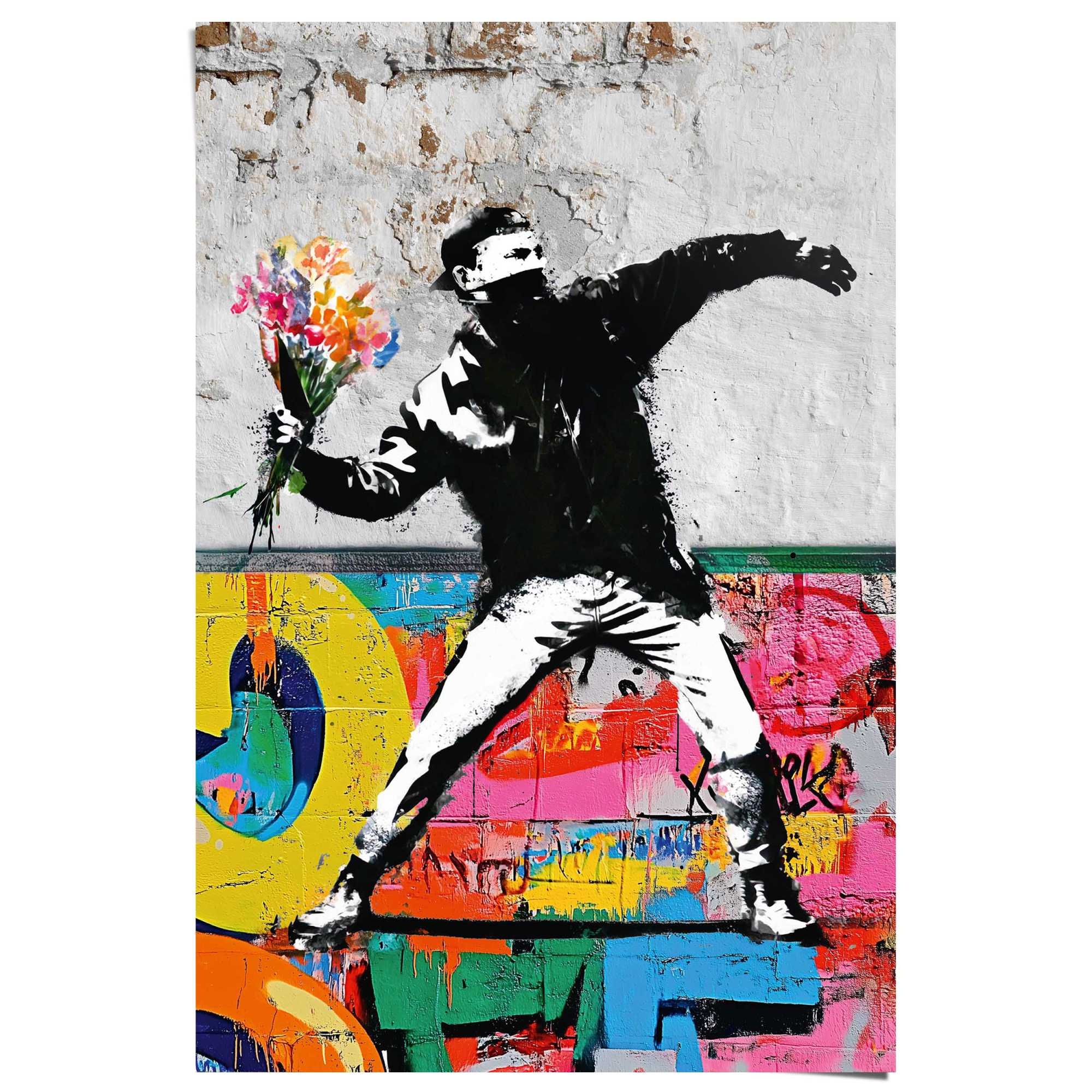 Reinders! Poster »Graffiti-Blumenwerfer« 1 Stk. tlg. Teenager Zimmer - Mehrfarbig - Bilderdruckpapier StreetArt - 61x91,5cm