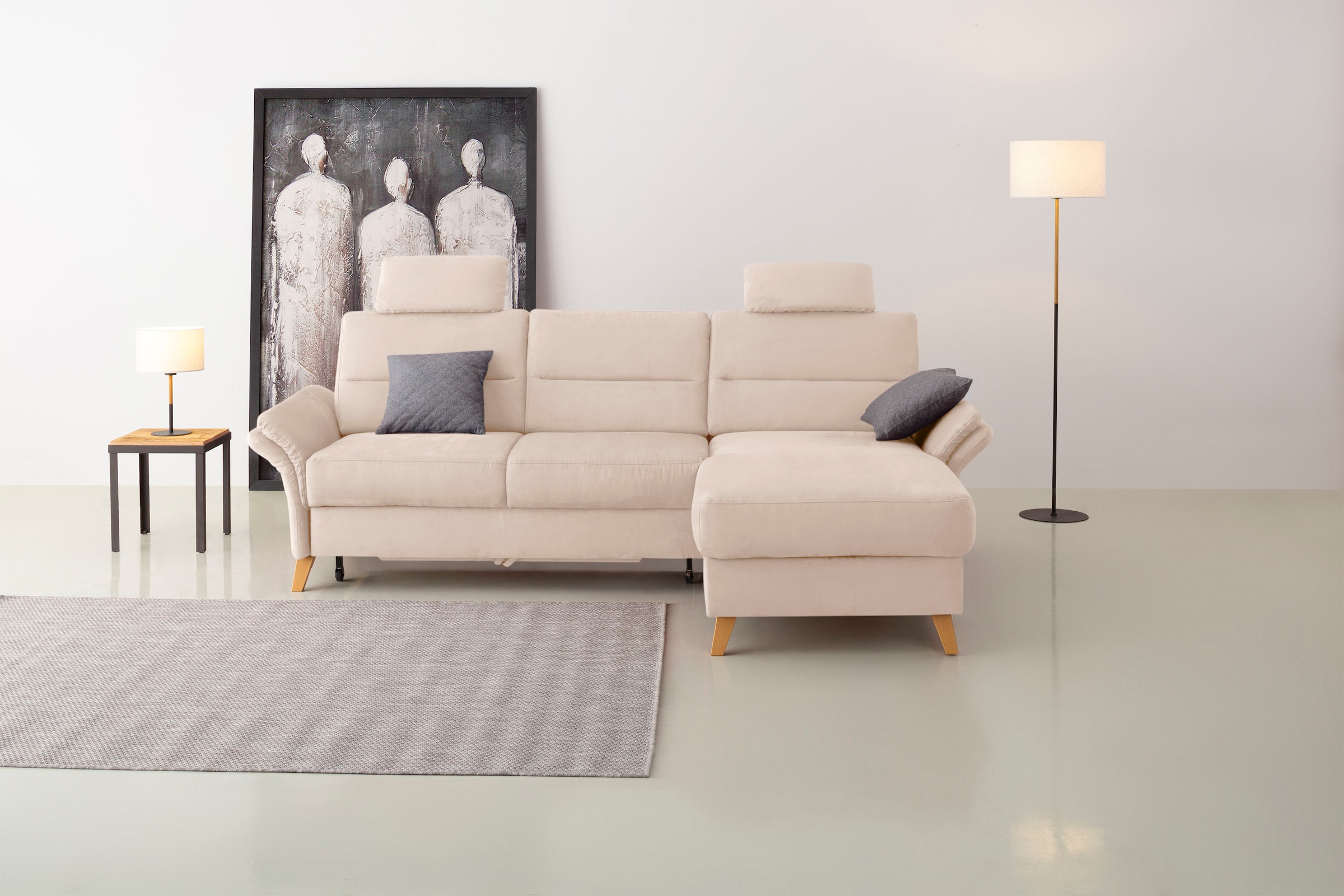 OTTO home Ecksofa "Westerland L-Form" Federkern-Polsterung, wahlweise mit Schlaffunktion, Bettkasten