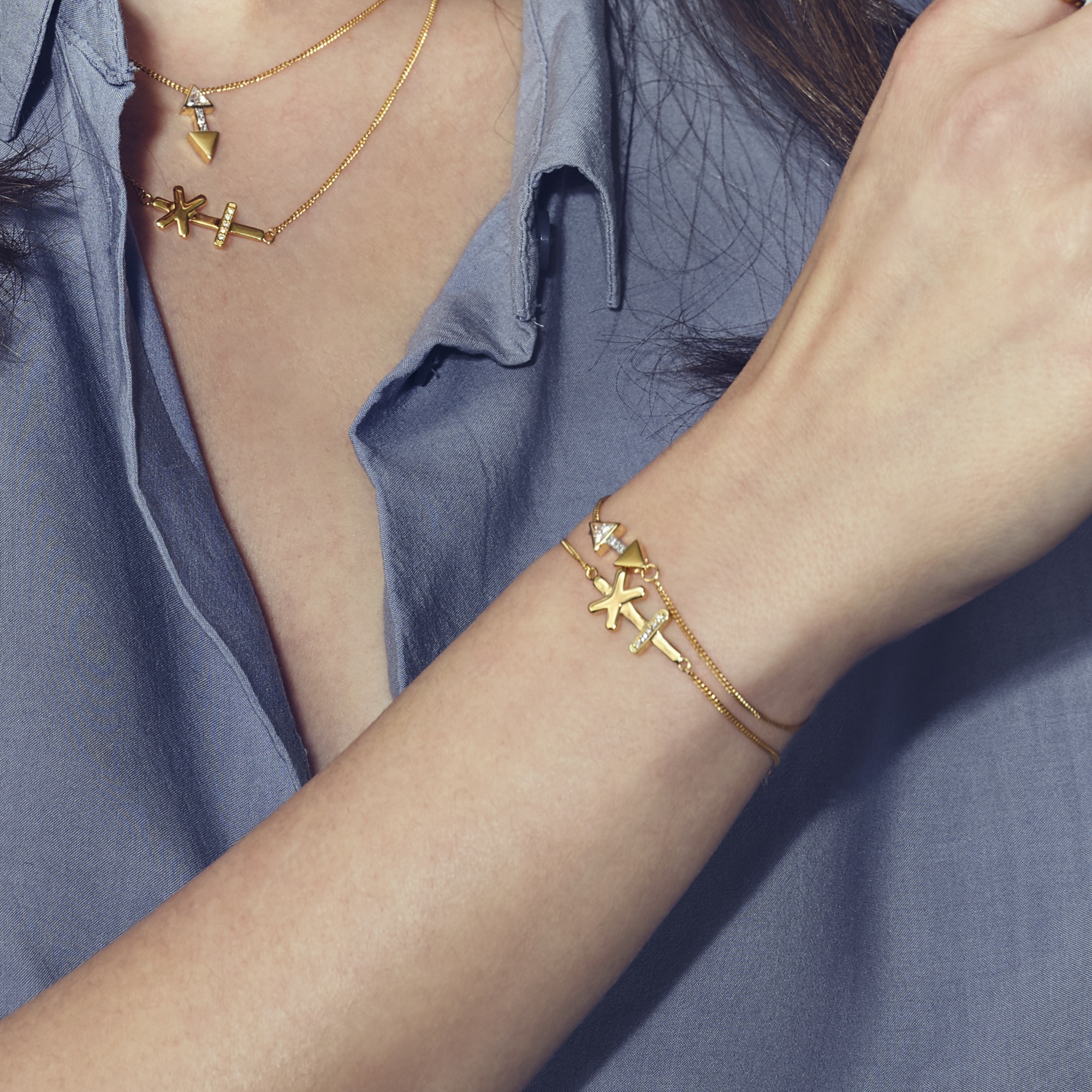 CAÏ Armband »925/- Sterling Silber vergoldet Zirkonia Pfeile«