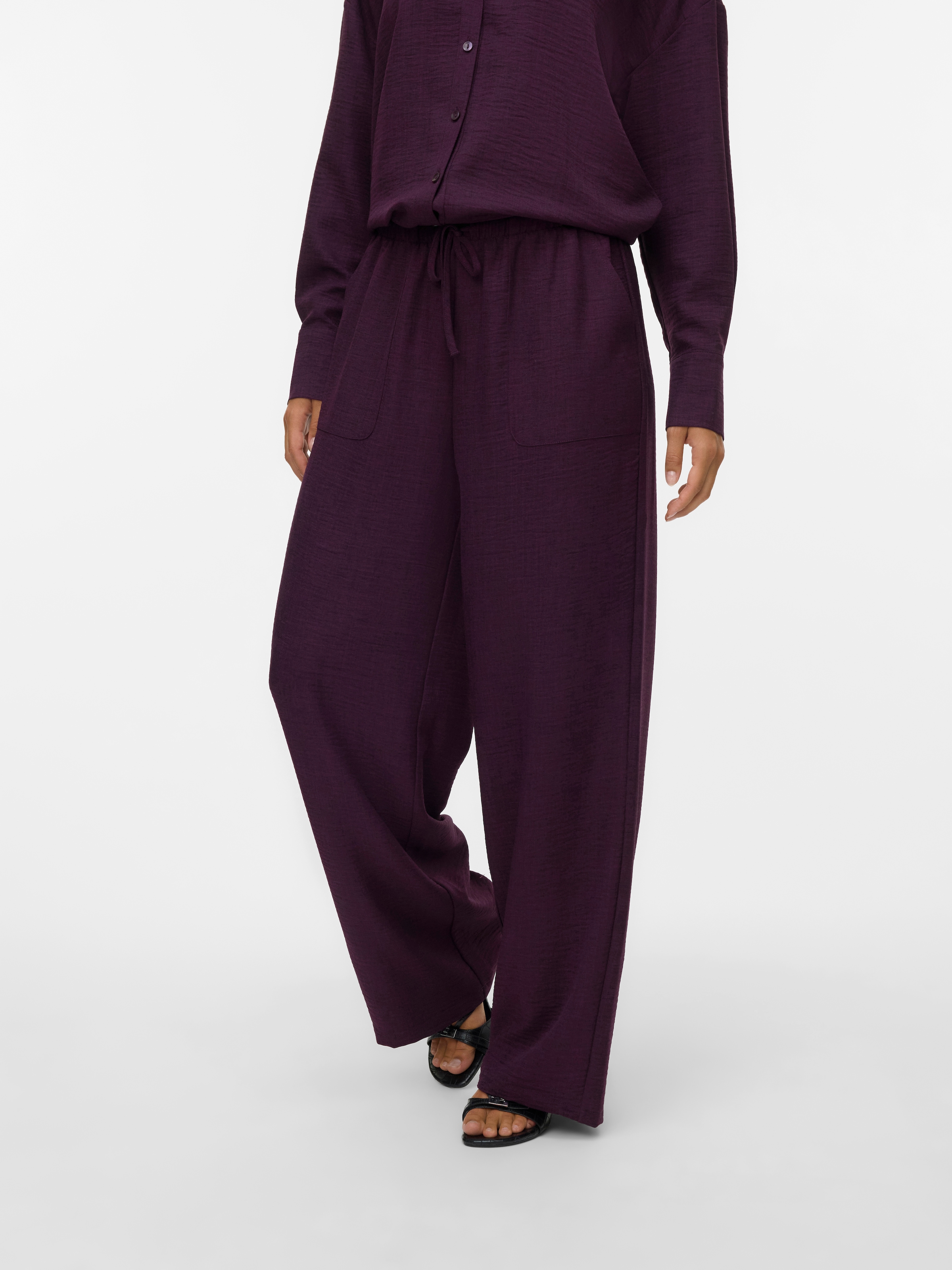 Vero Moda Schlupfhose "VMMELANEY HW LOOSE PANT WVN GA NOOS" Kunstfaser, loo günstig online kaufen