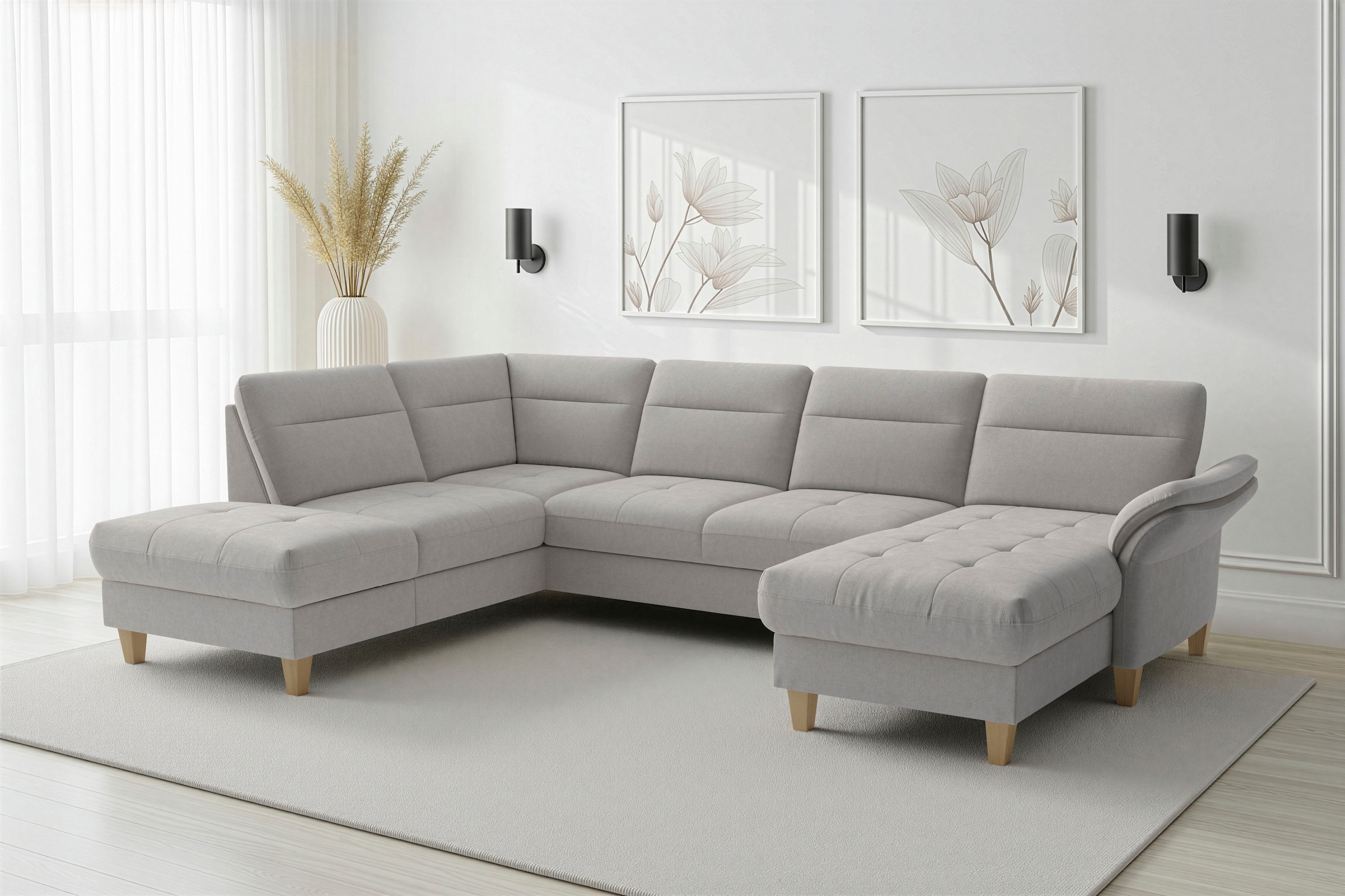 sit&more "Pamela U-Form, B: 292 cm, optional Schlaffunktion & Bettkasten" mit Federkern und Liegefläche aus Originalstoff