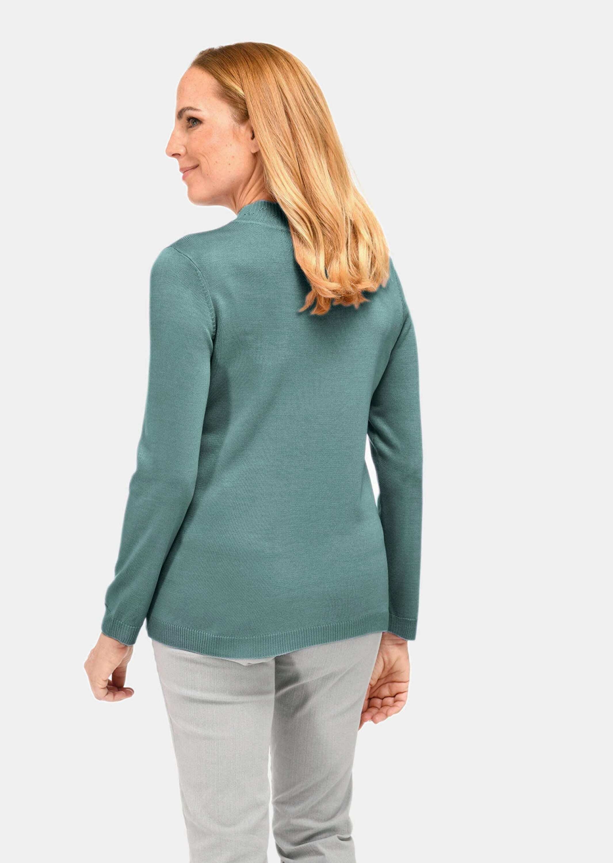 GOLDNER Rundhalspullover "Eleganter Ajourpullover mit Stehbund" aufwendiger Ajourstrick in Zopfoptik