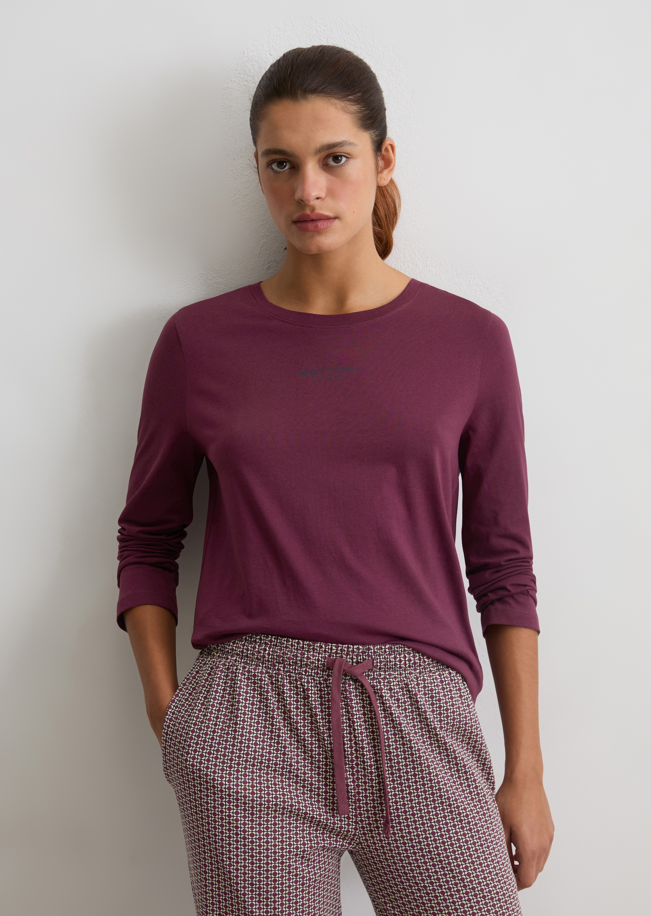 Marc OPolo Pyjamaoberteil, Rundhalsausschnitt, langärmelig, leicht günstig online kaufen