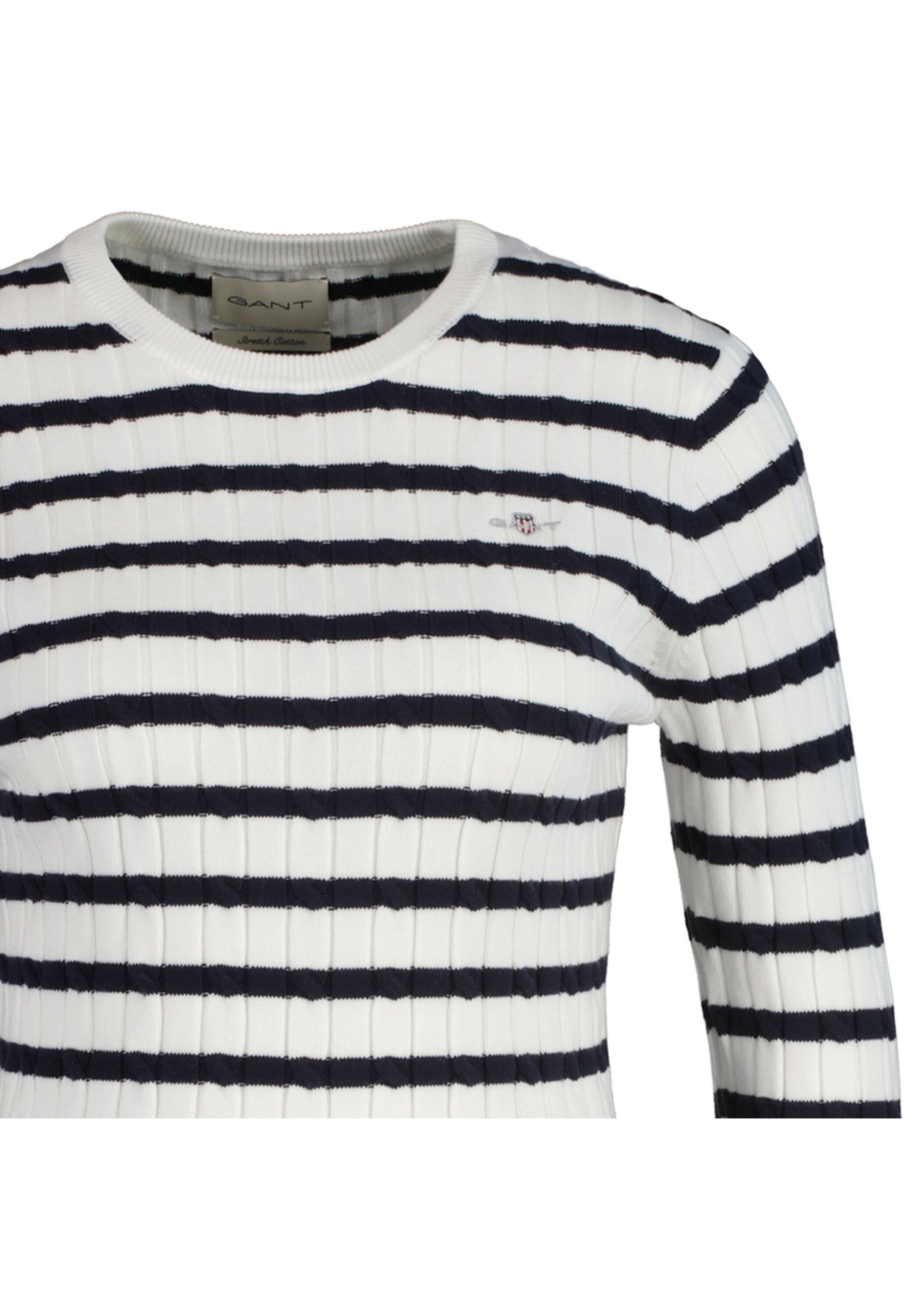 Gant Sweater "Strickpullover STRETCH COTTON CABLE STRIPE C-NECK" günstig online kaufen