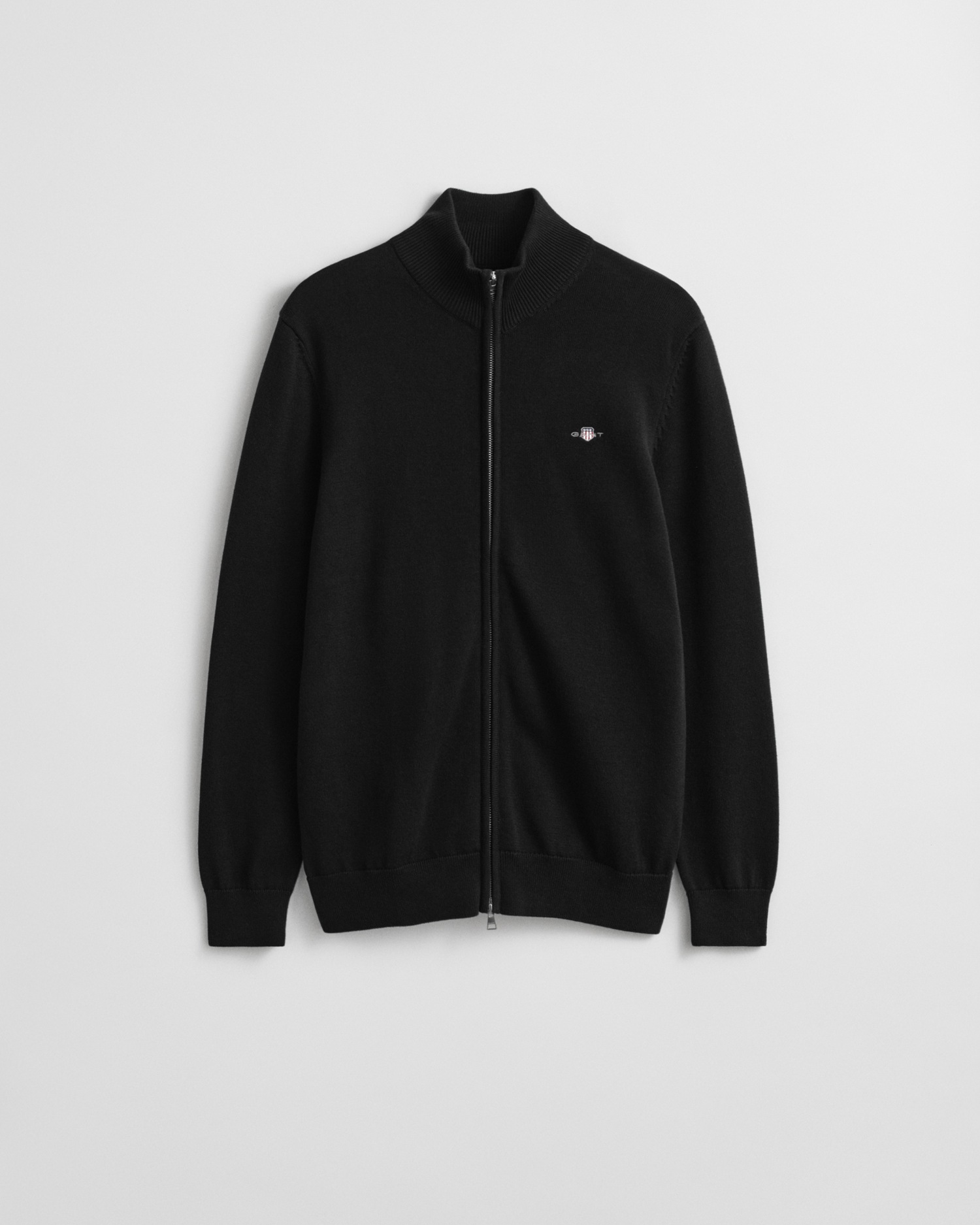 Gant Cardigan »CASUAL COTTON ZIP CARDIGAN«, Mit Rippbündchen an Stehkragen, Ärmeln und Saum