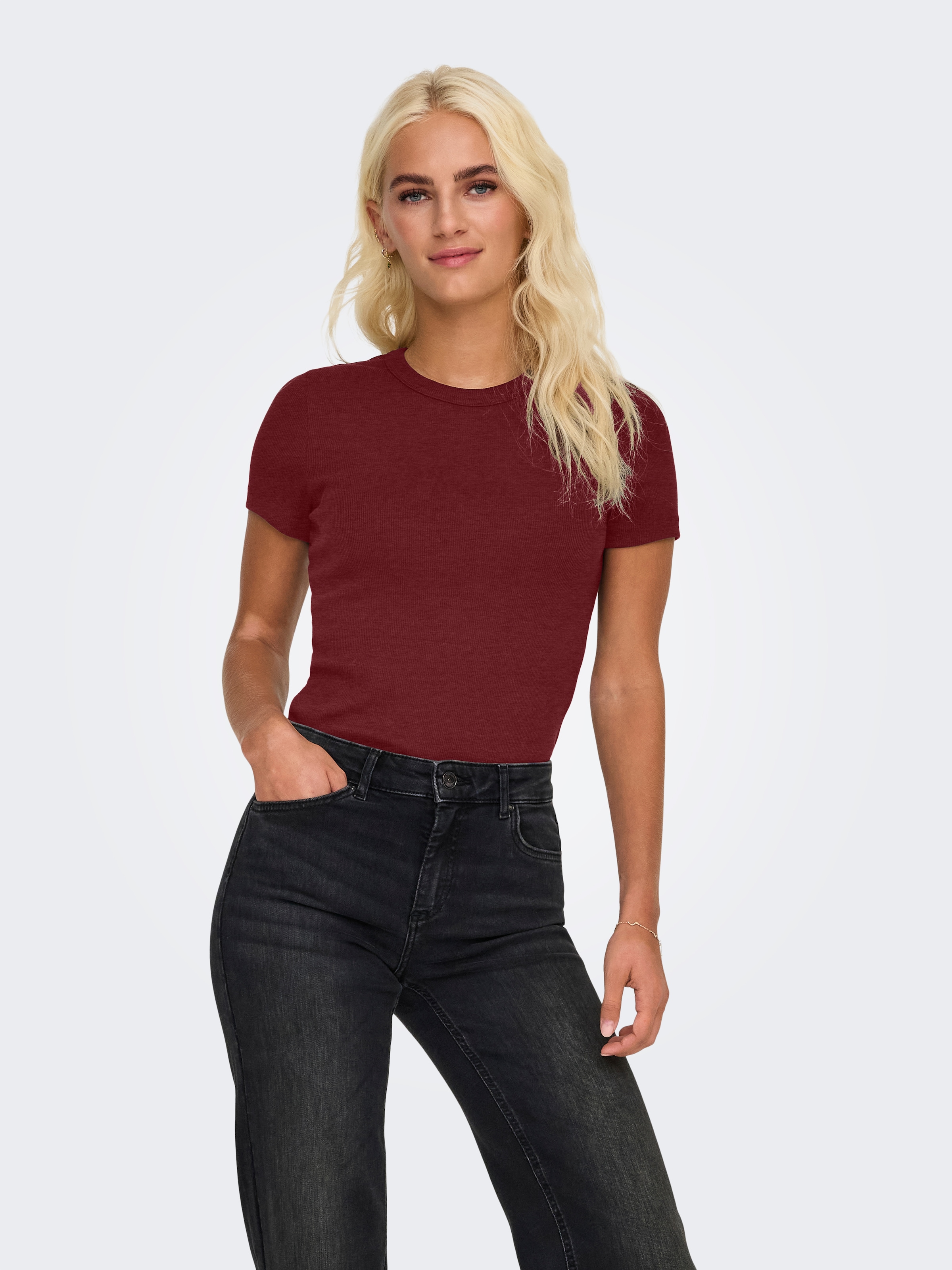 ONLY Kurzarmshirt "ONLVAL – Basic-Shirt mit Stretchkomfort für jeden Tag", günstig online kaufen