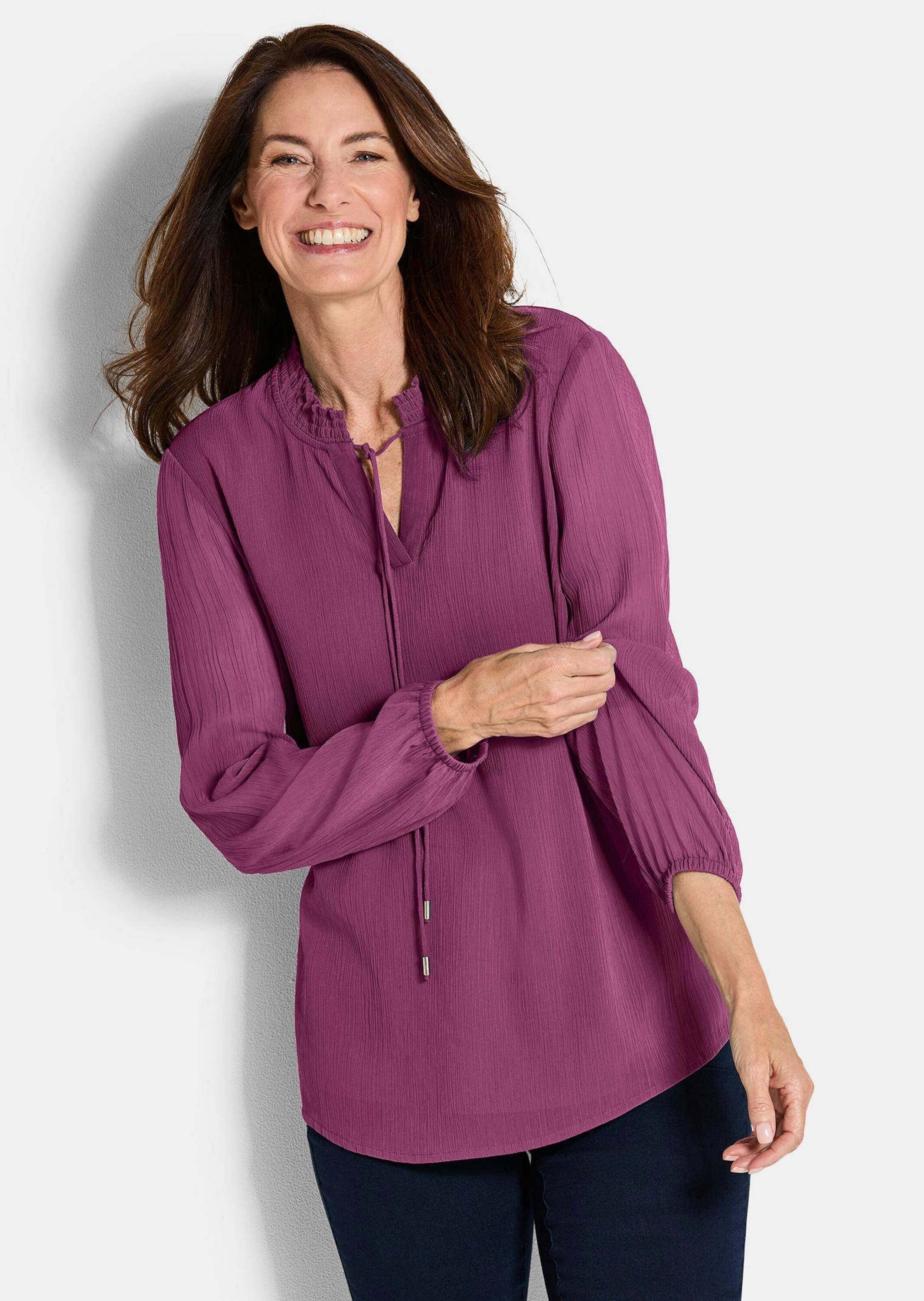 GOLDNER Chiffonbluse »Chiffonbluse mit femininem Ausschnitt«