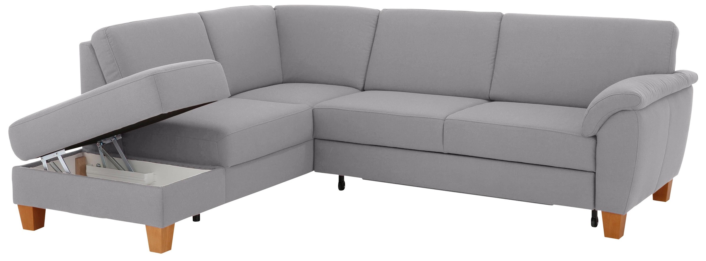 Home affaire Ecksofa »Alta L-Form«, mit Federkern und Kontrastnaht, Füße Buche eichefarben