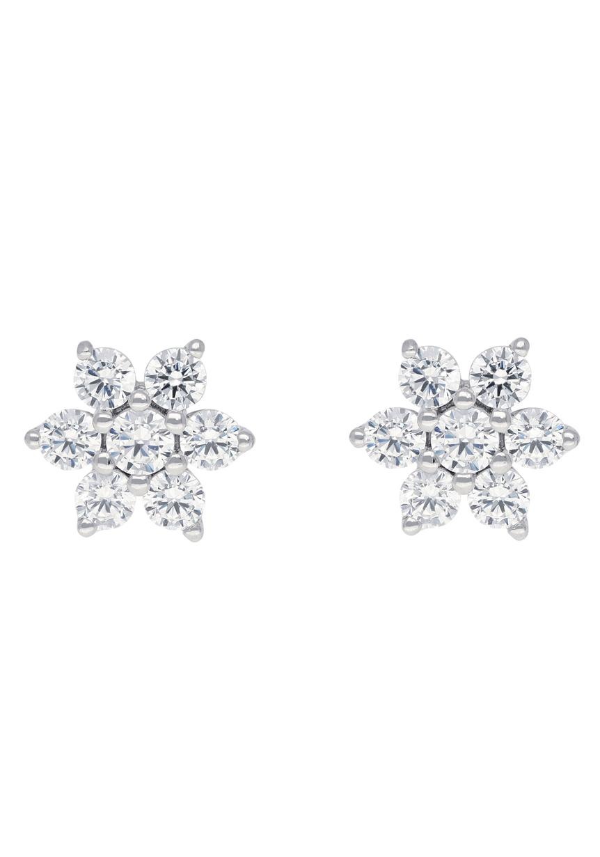 Paar Ohrstecker FIRETTI "Schmuck Geschenk Silber 925 Ohrschmuck Sterne", silber (silberfarben, kristallweiß), Ohrringe, Damen, 9mm, Silber 925 (Sterlingsilber), mit Zirkonia (synth.) 2