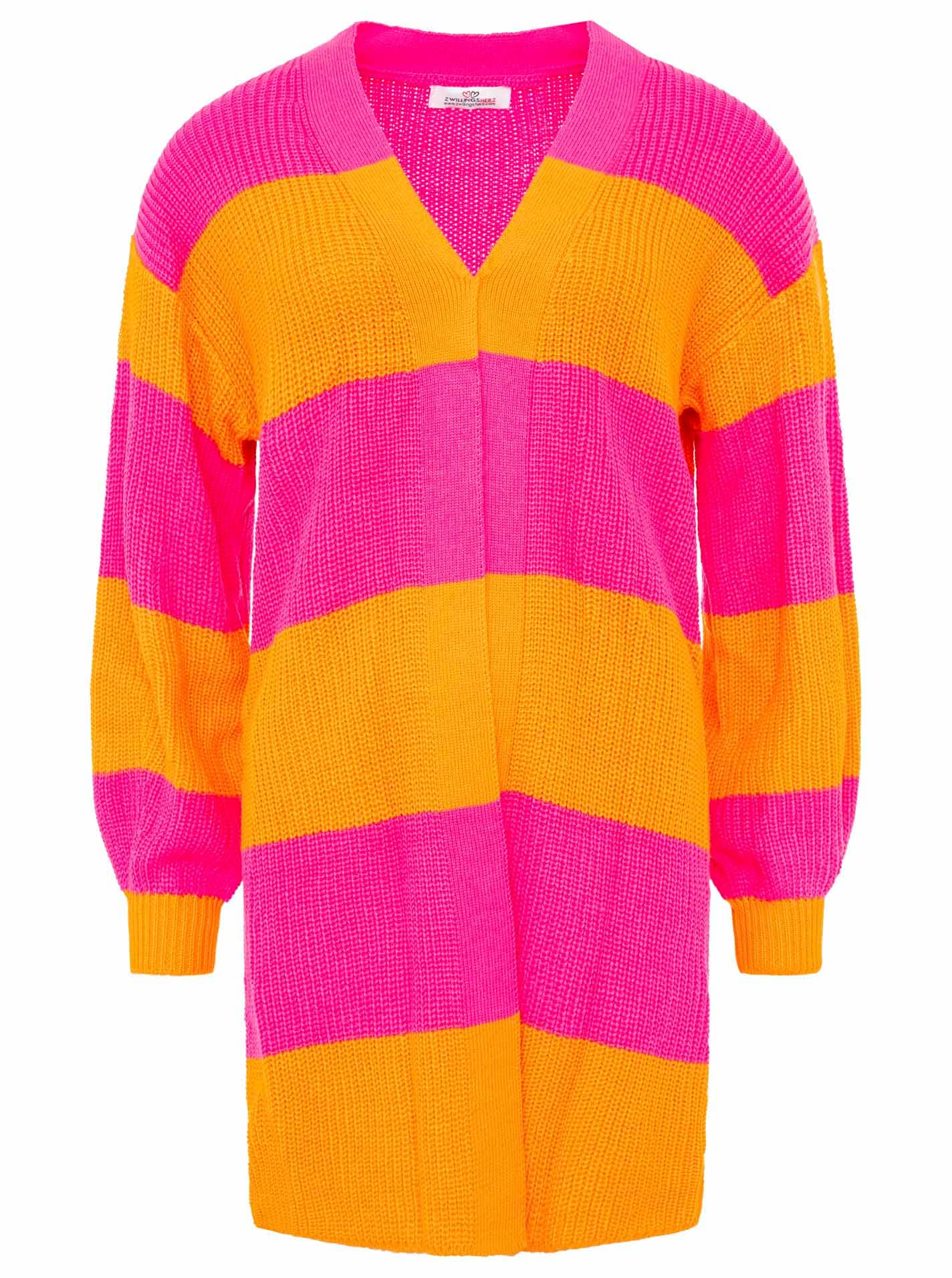 Zwillingsherz Cardigan »"Katja"«, One Size, Wollanteil, Langarm, Blockstreifen, ohne Verschluss