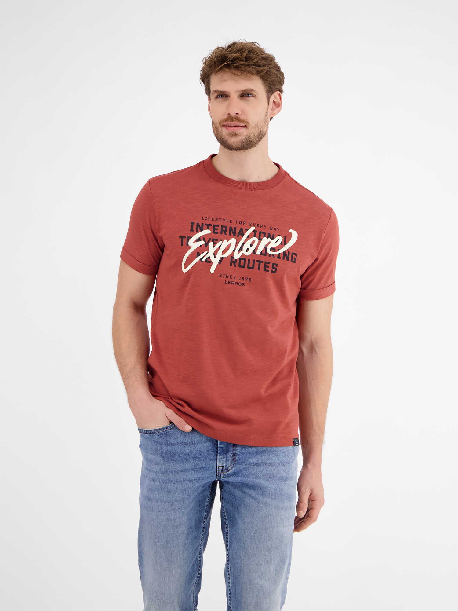 LERROS T-Shirt "LERROS Herren Jersey T-Shirt mit Brustprint" günstig online kaufen