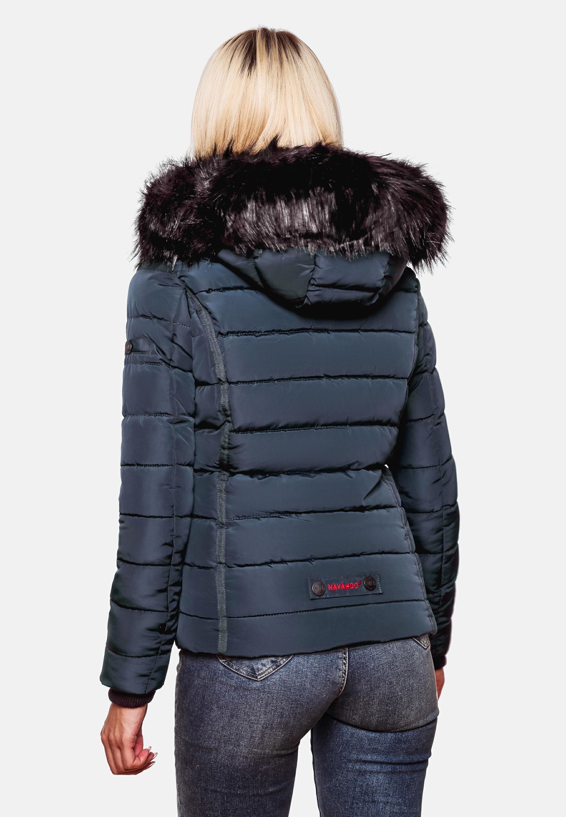 Navahoo Steppjacke »Miamor«, mit Kapuze, hochwertige Winterjacke m. voluminöser Kunstpelz-Kapuze